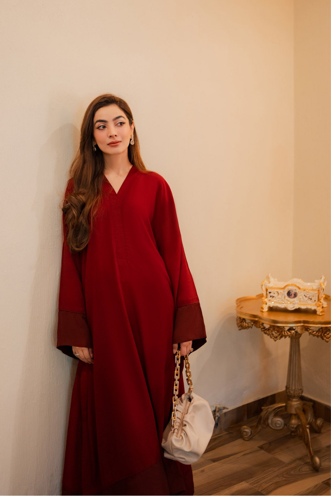 silk Kaftan in Red