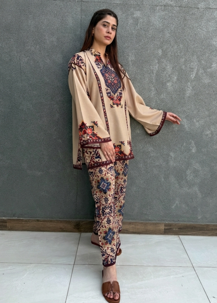 arabic lawn Co ord Sets in Beige