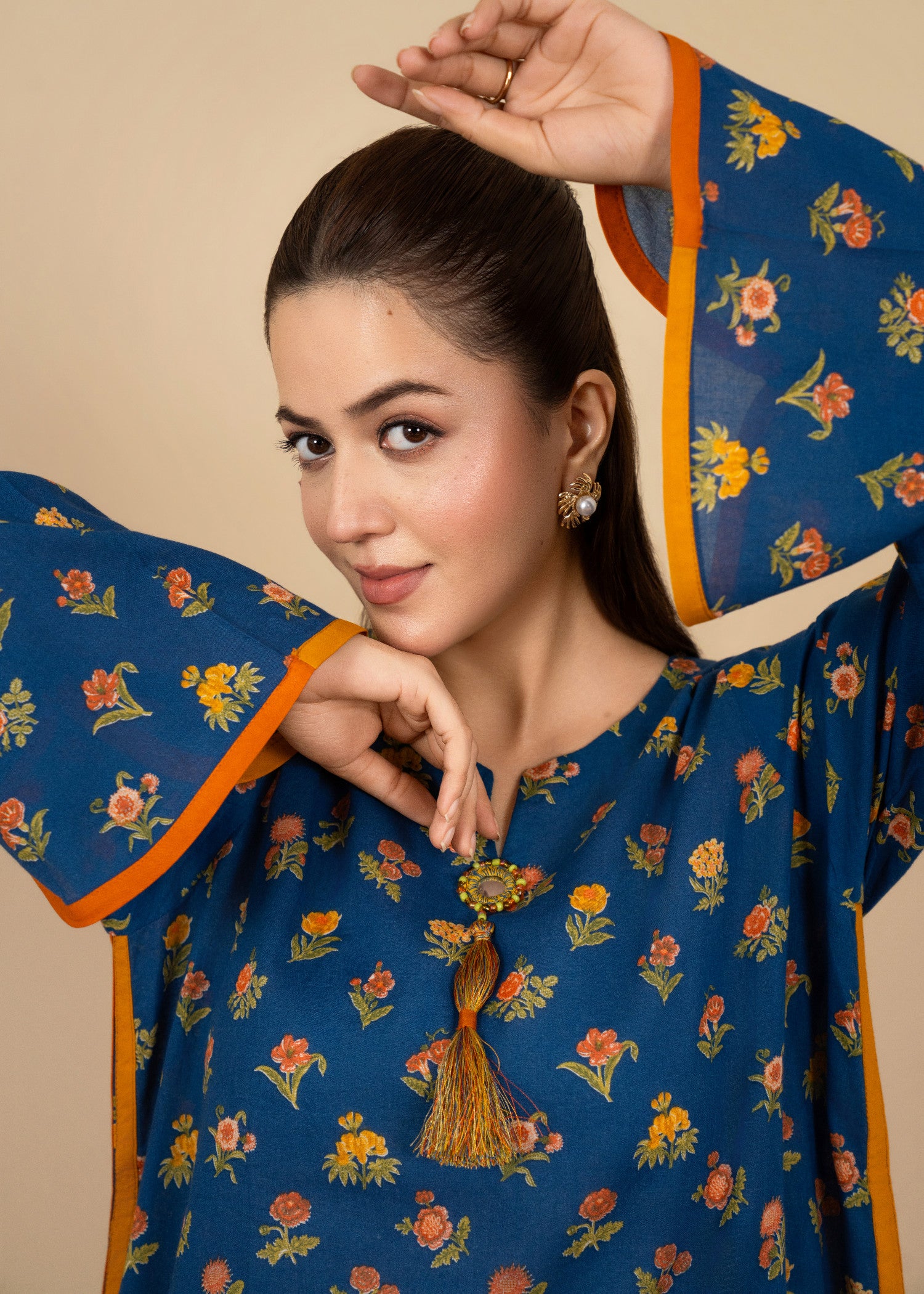 lawn Kaftan in Blue