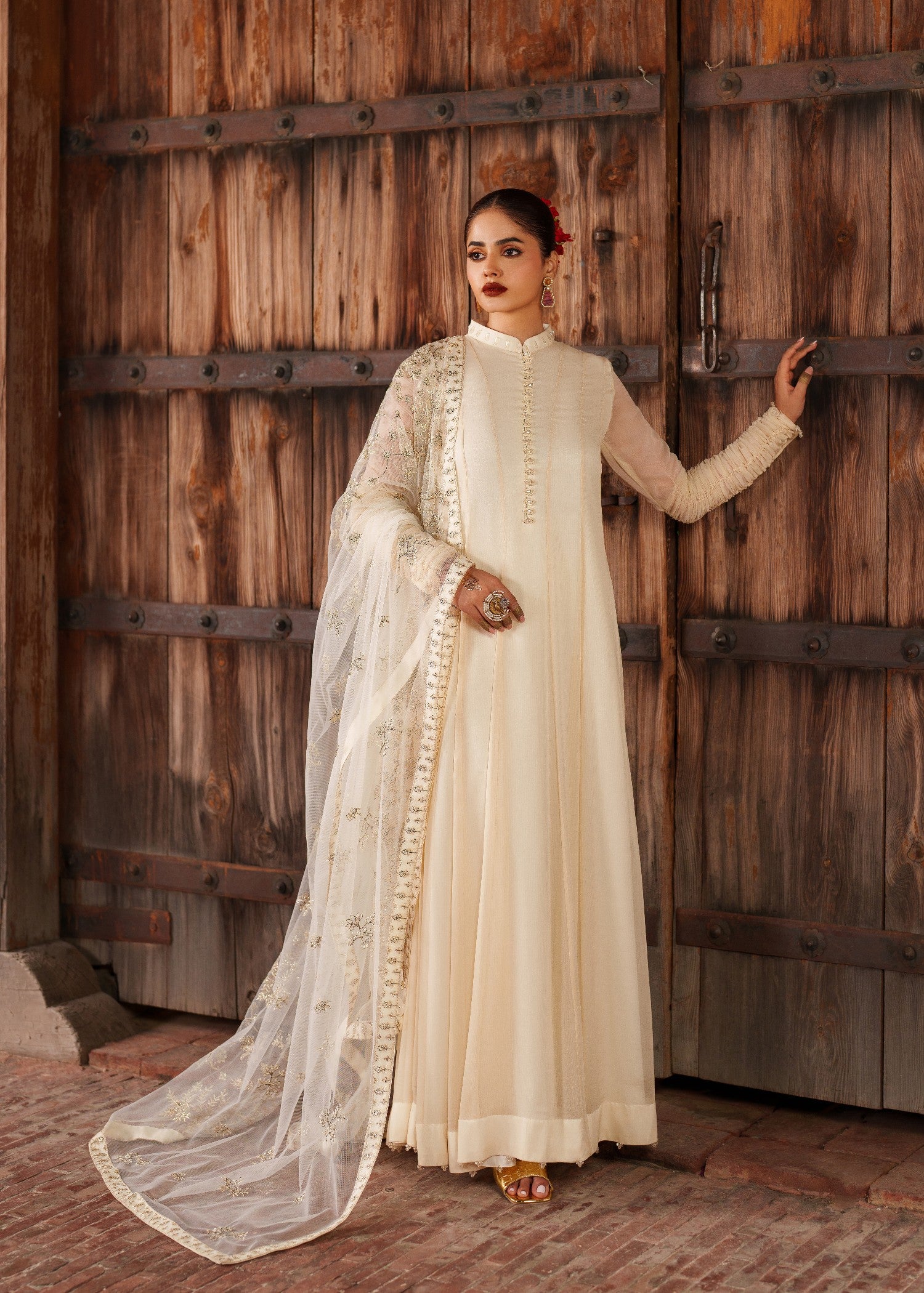 crinkle chiffon Maxi in Beige