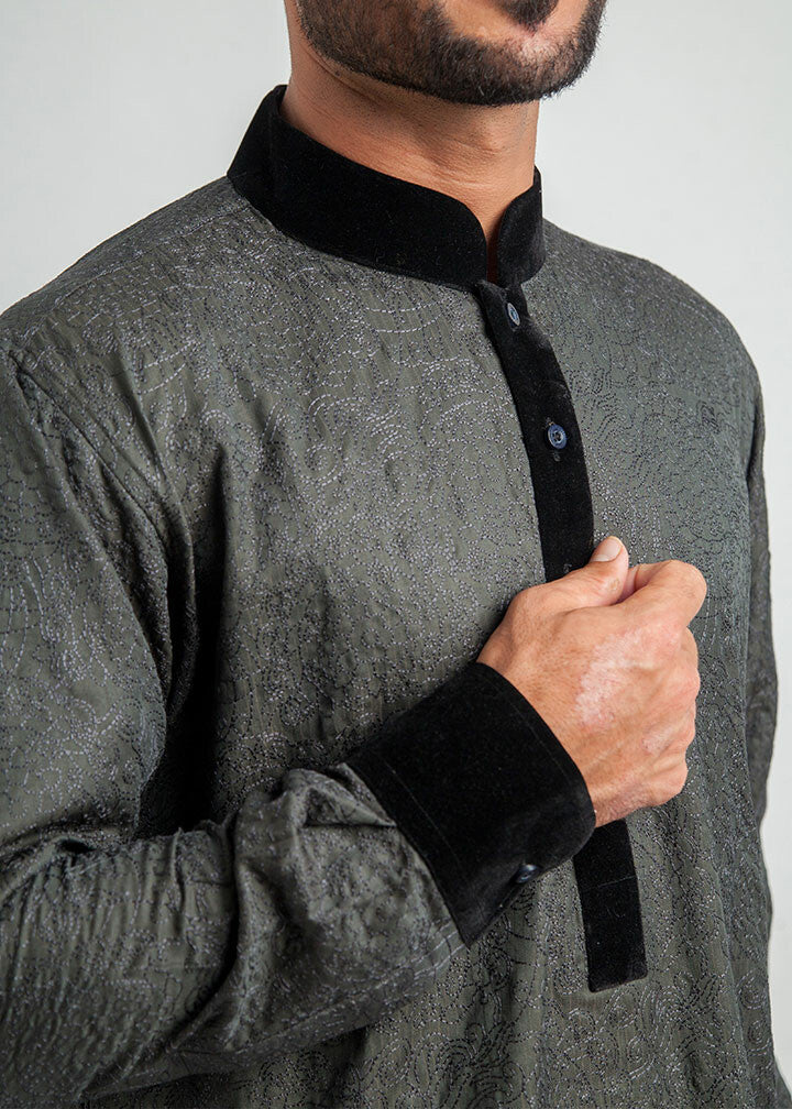 viscose Kurta in Slate grey