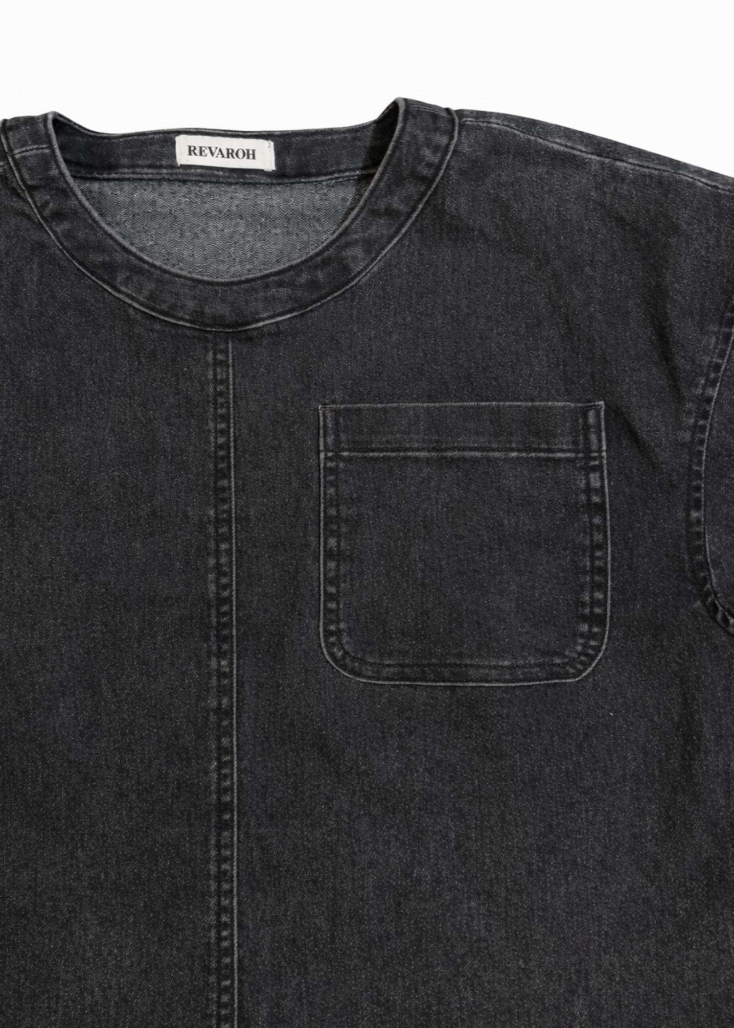 acid-wash denim Top in Black