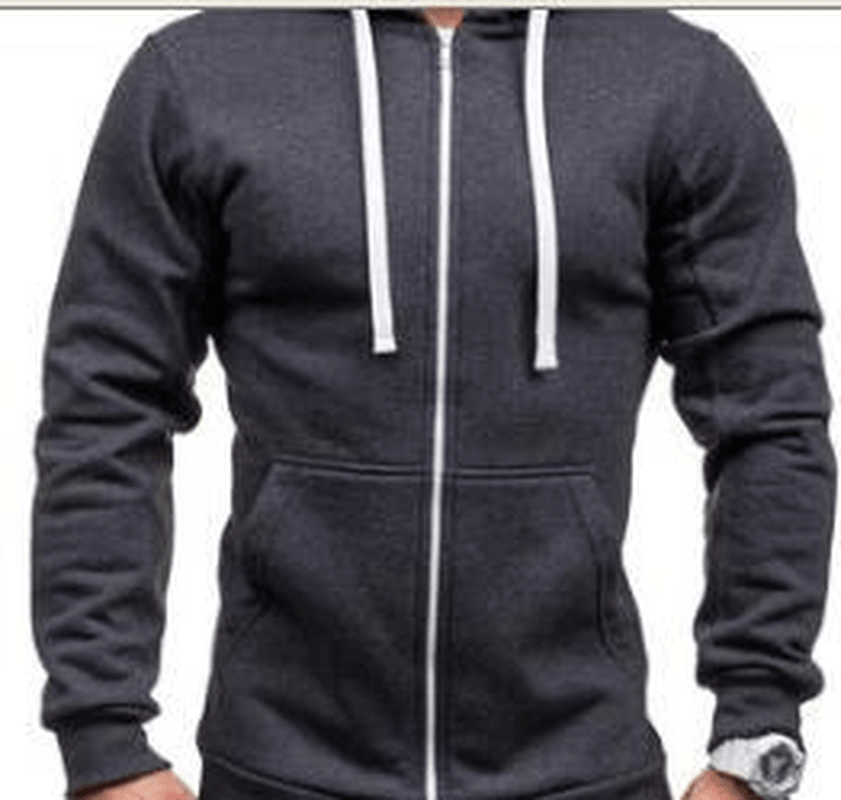Men'S Fashion Solid Color Hooded Zip Jacket