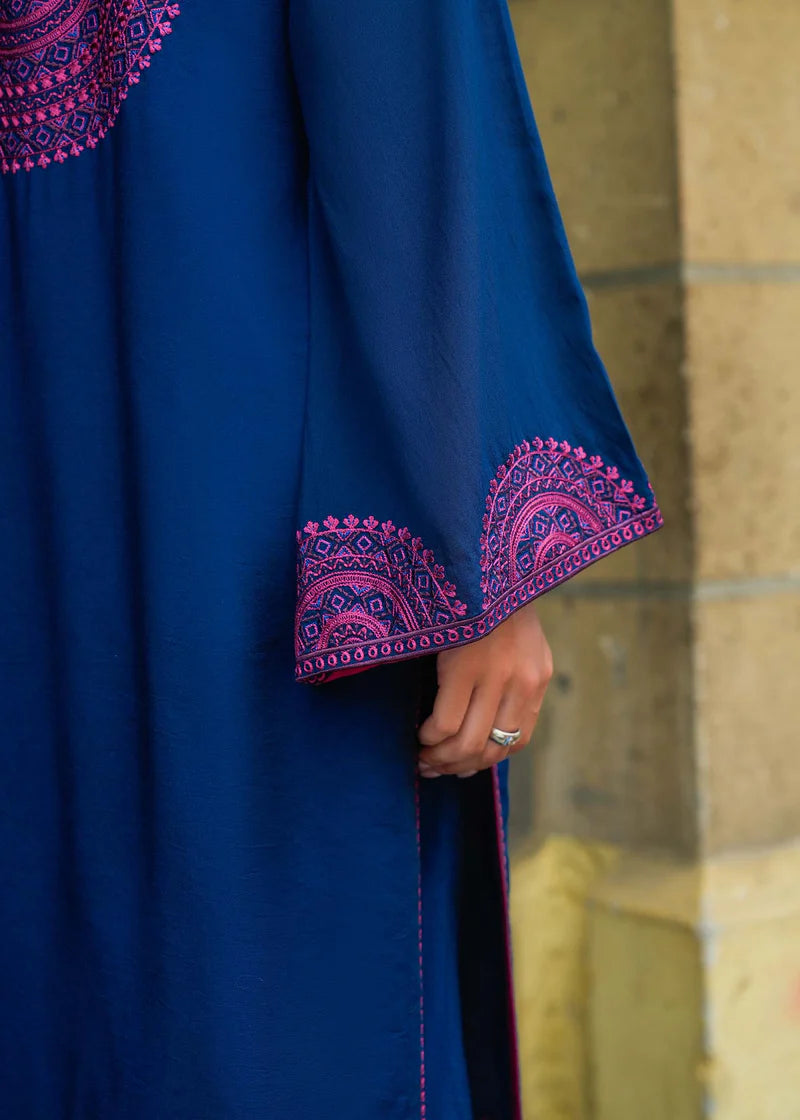 fine khaddar Kurta Set in Navy blue