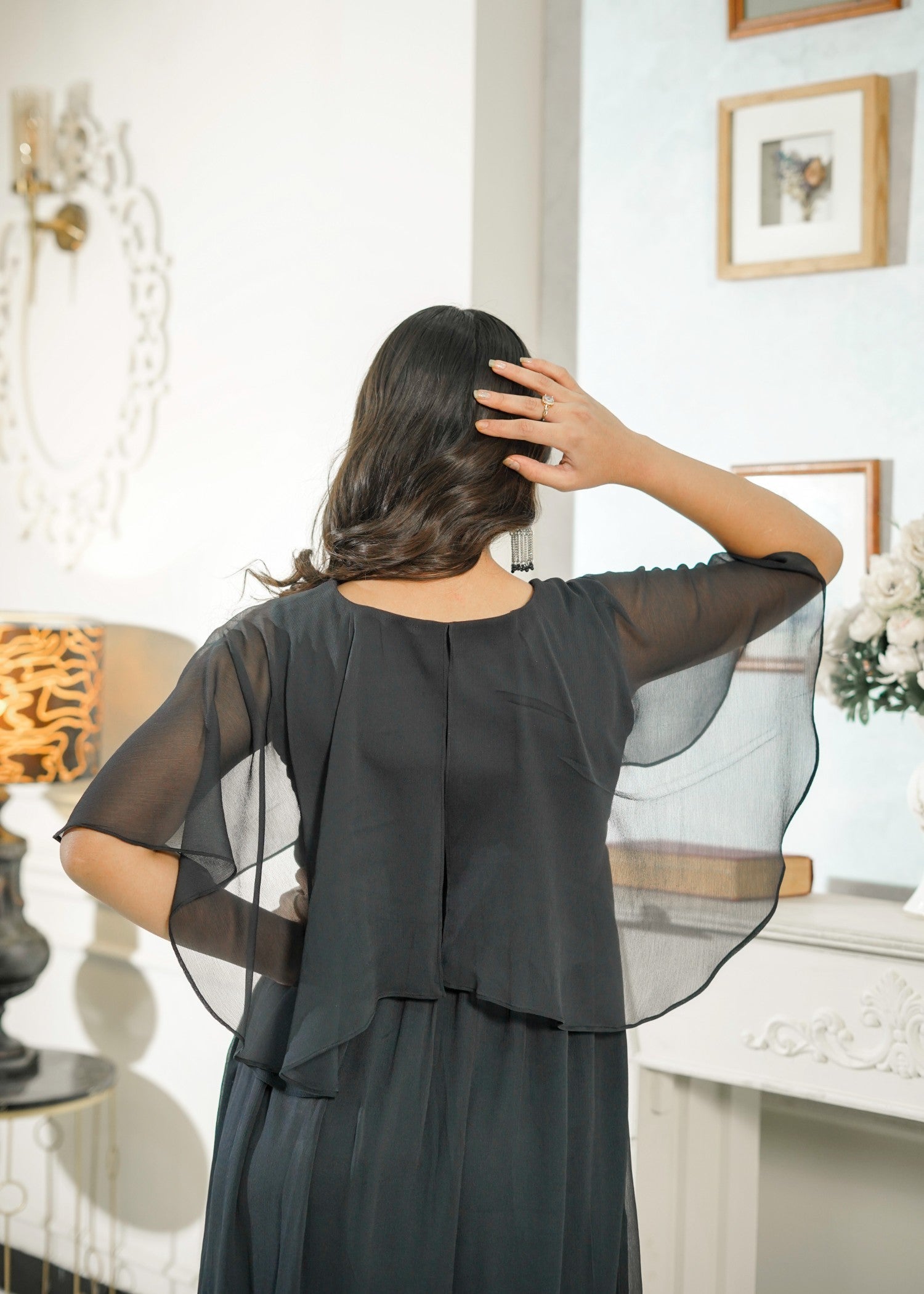 chiffon Dress in Dark green