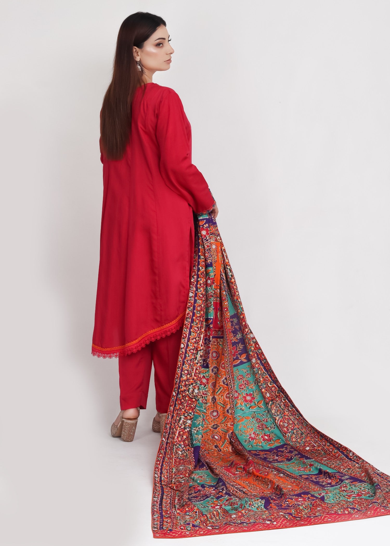 viscose Kurta Set in Red