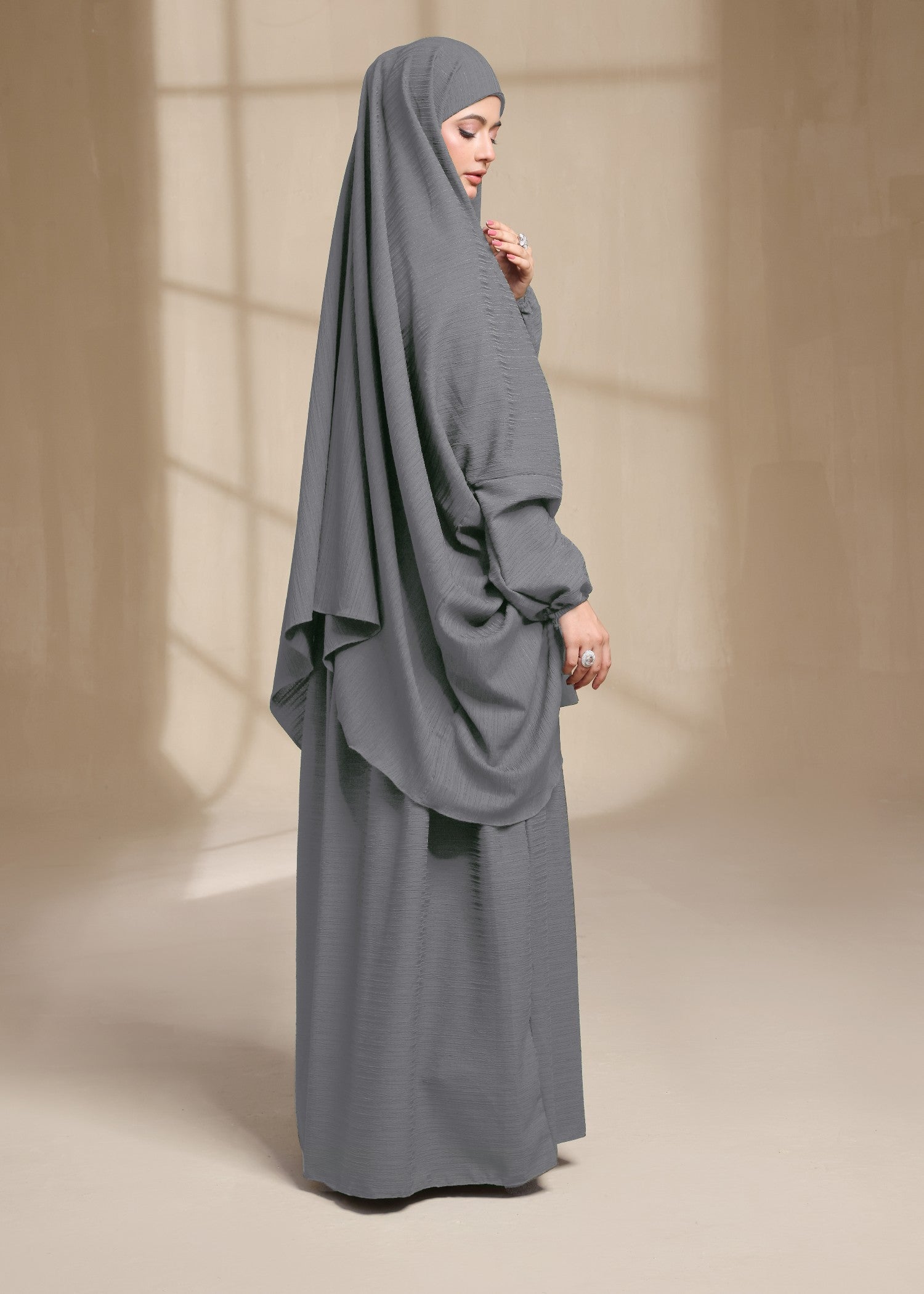 georgette Jilbab in Grey