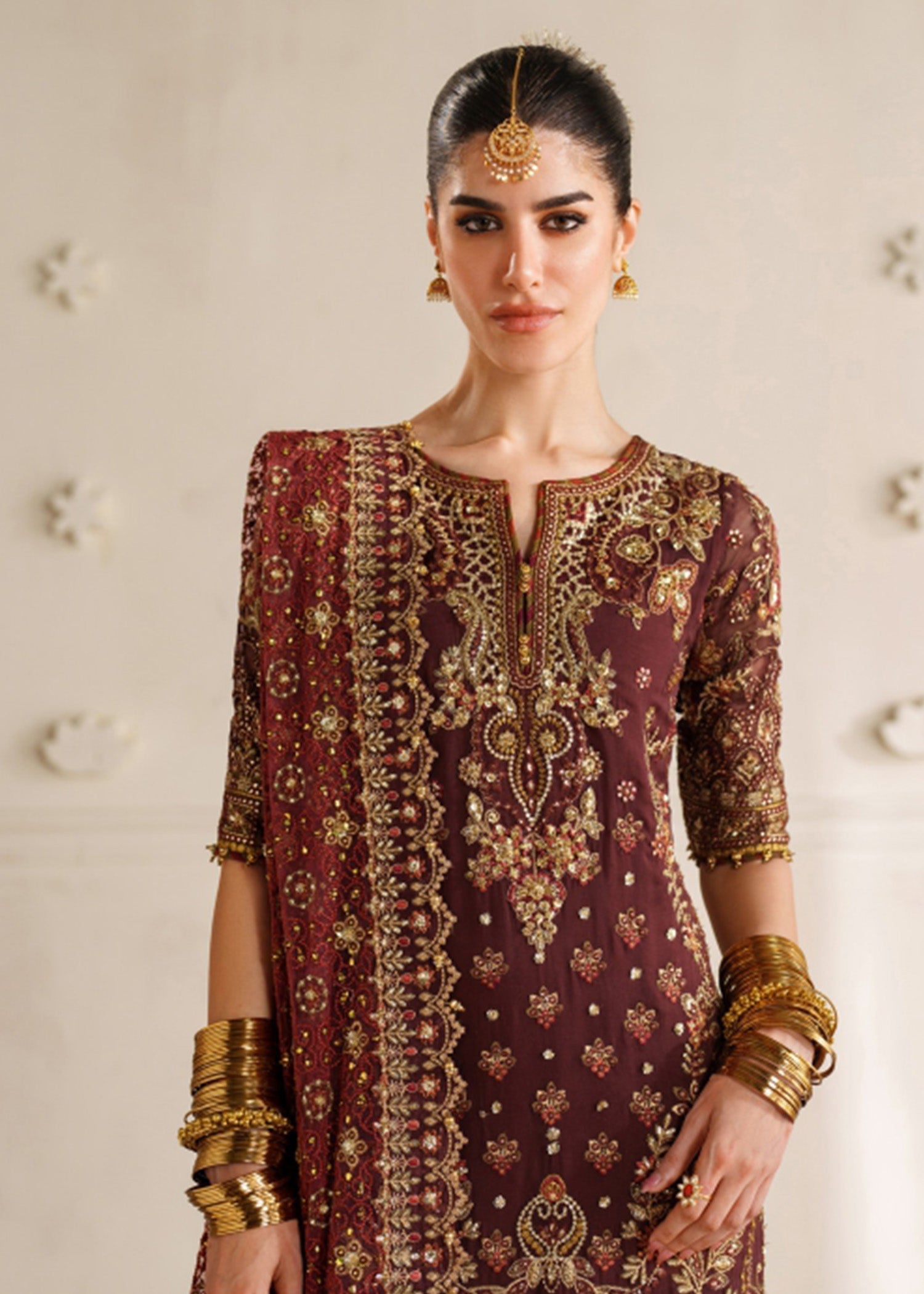 chiffon Kurta Set in Brown