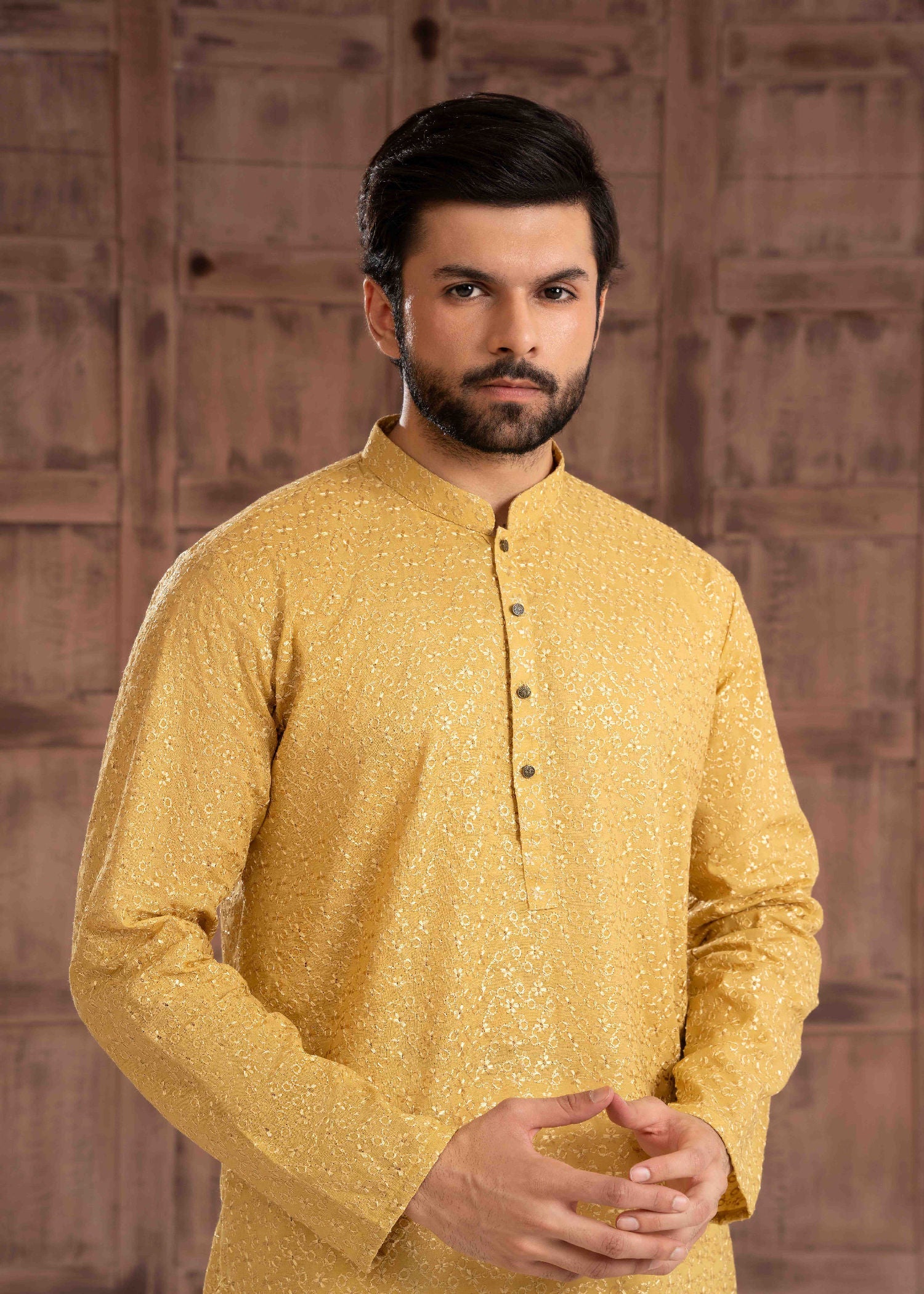 chikankari cotton Kurta in Gold