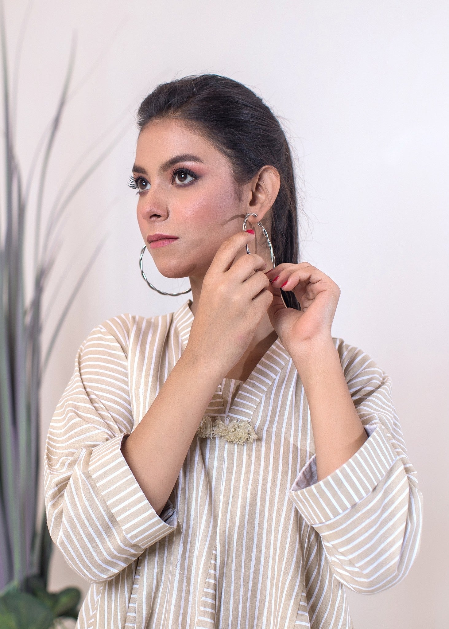 cotton Short Frock in Beige