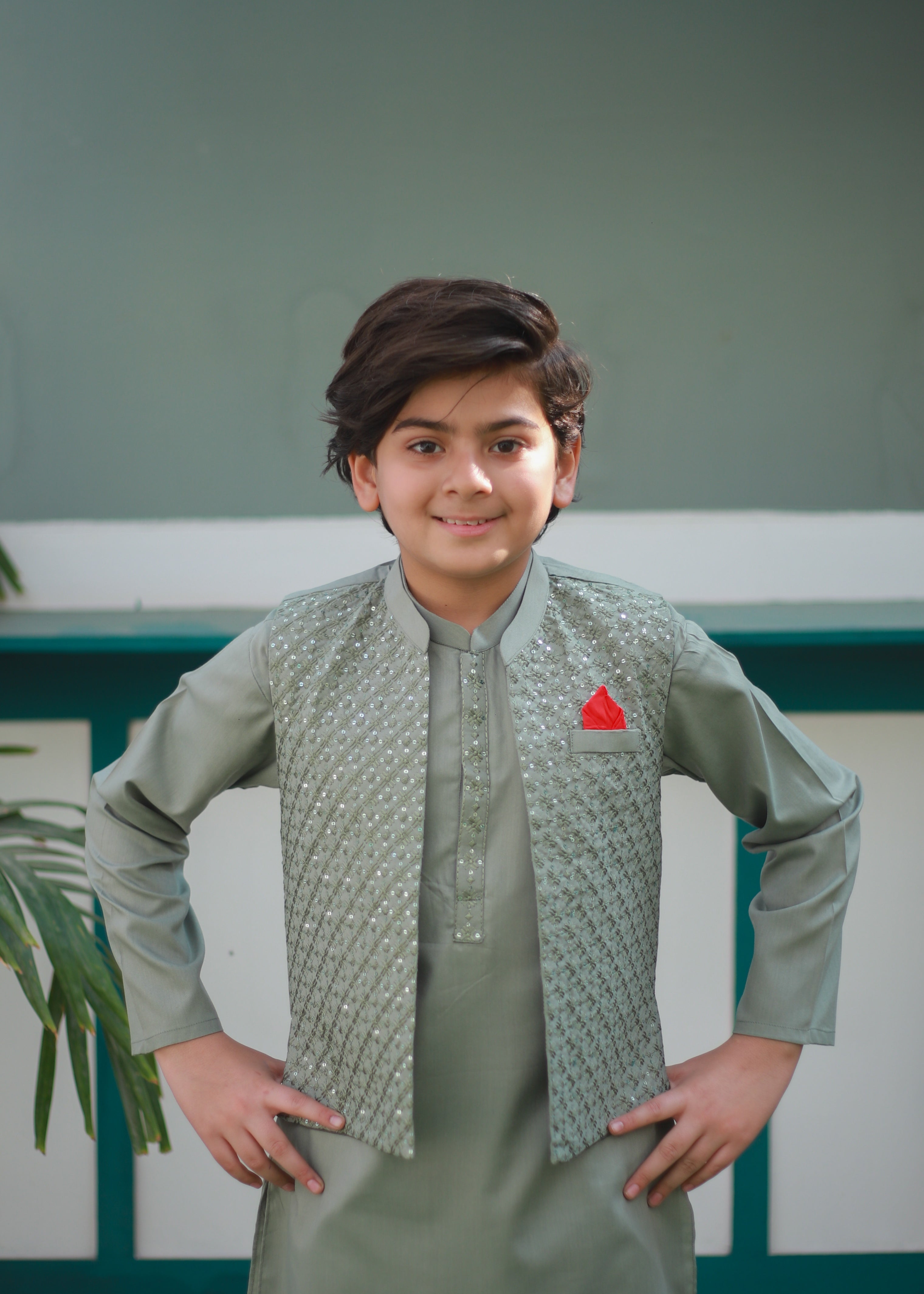 suiting Waistcoat in Moss green