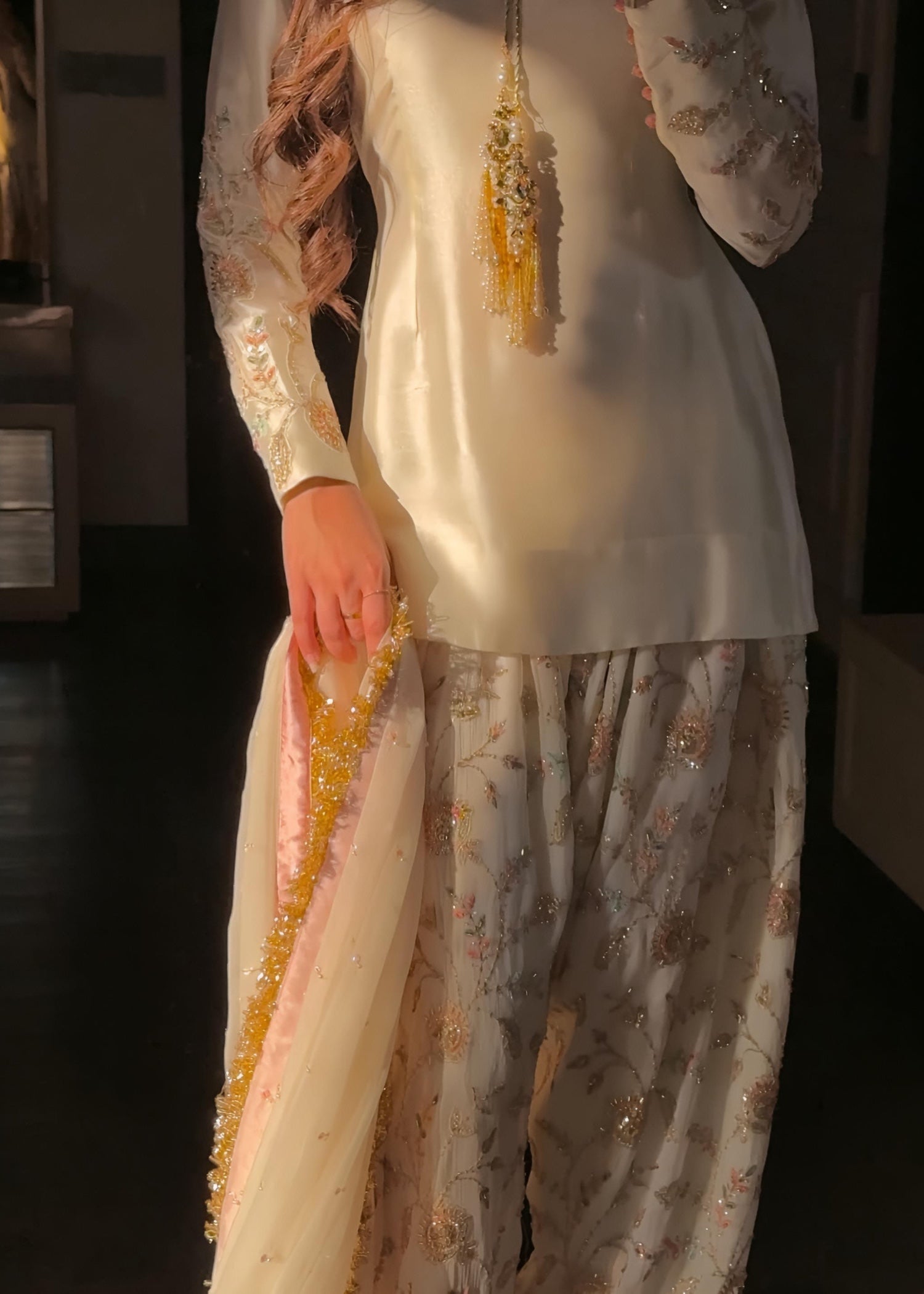 raw silk Kurta Set in White