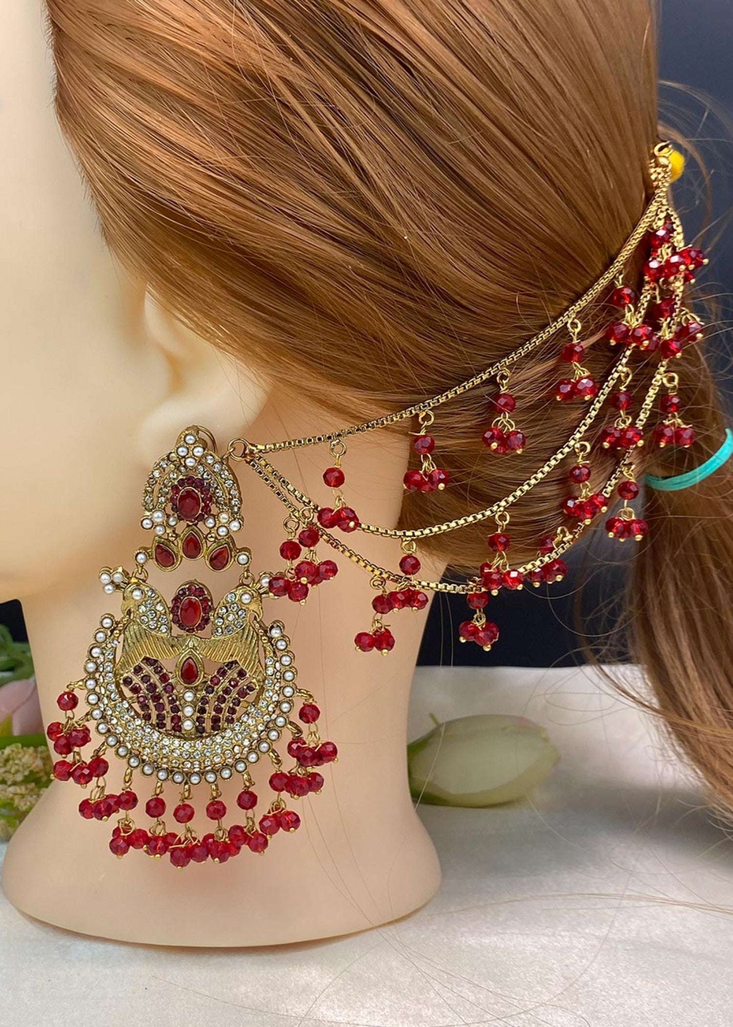 Earrings in Ruby red Color by - Trendy Women Earrings WGF0252