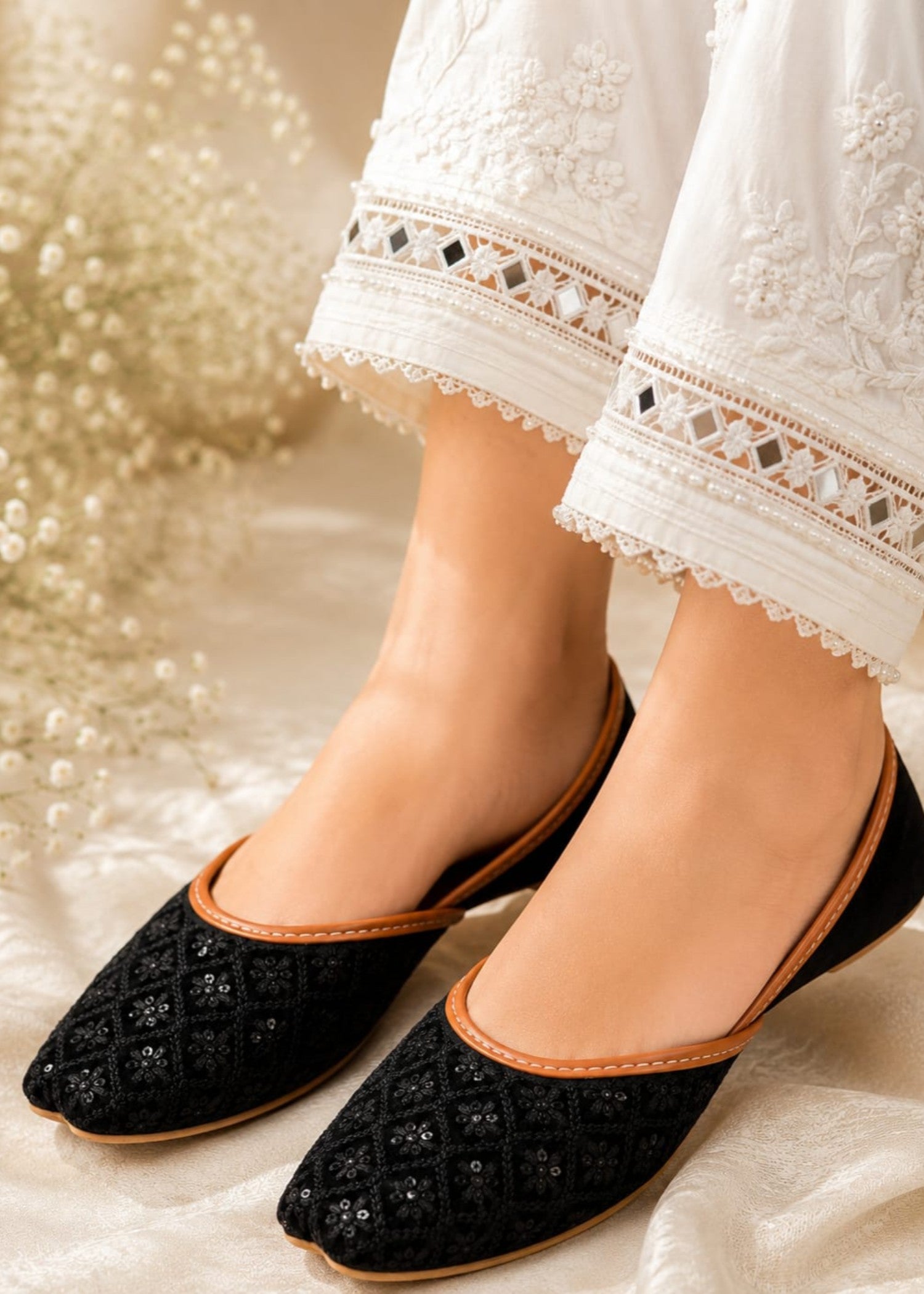 Khussa in Black by - High Quality Women Khussa MOG1370