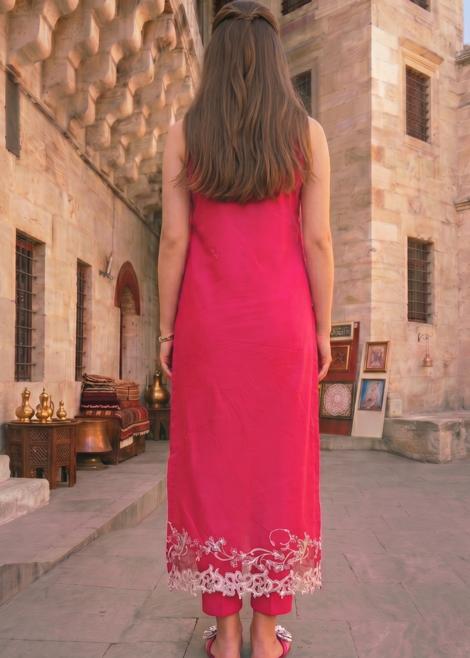 lawn Unstitched in Fuchsia