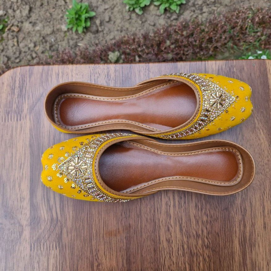 Khussa in Mustard by - High Quality Women Khussa QGV7415