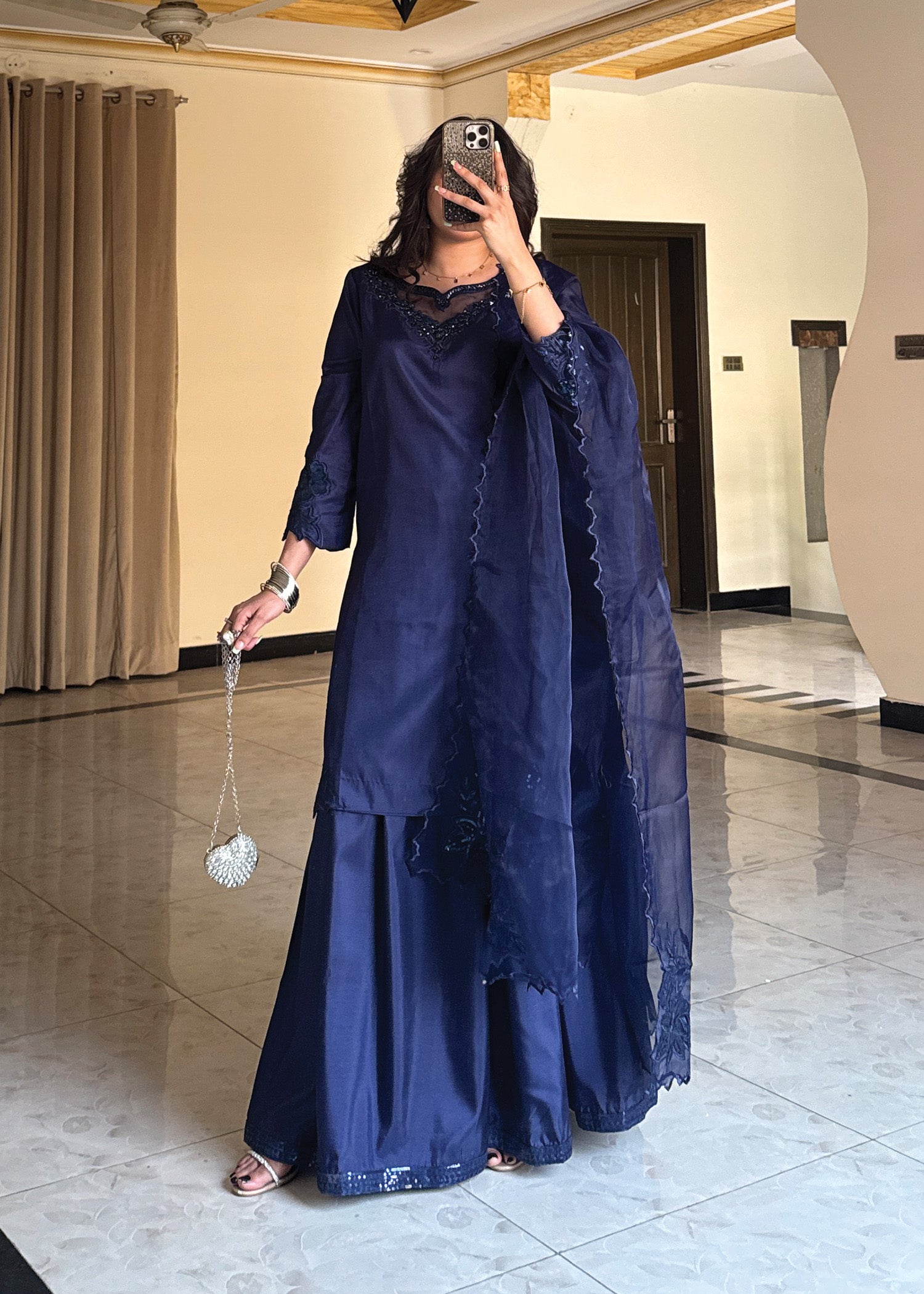 silk Sharara in Blue