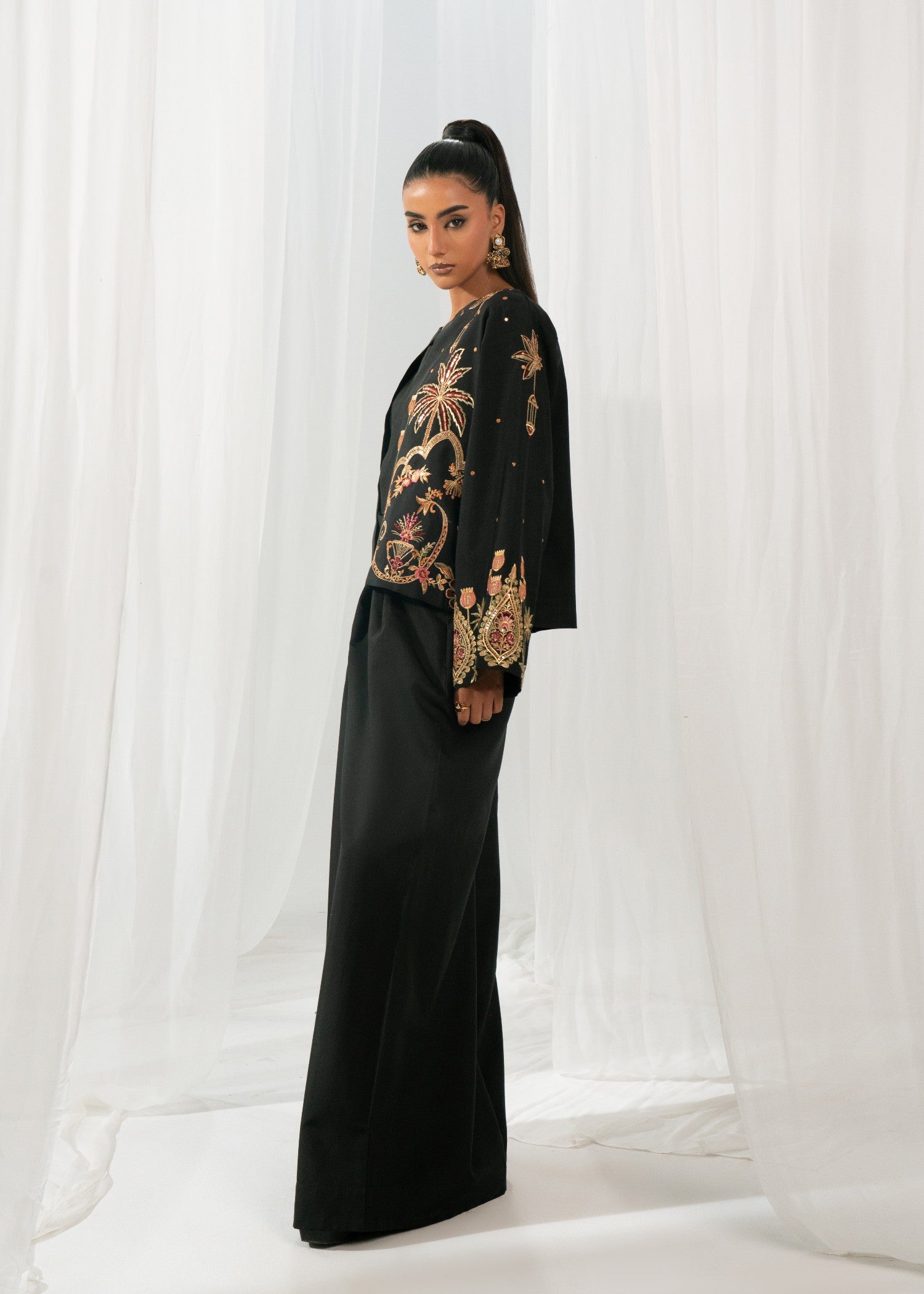 viscose thai silk Co Ord Sets in Black