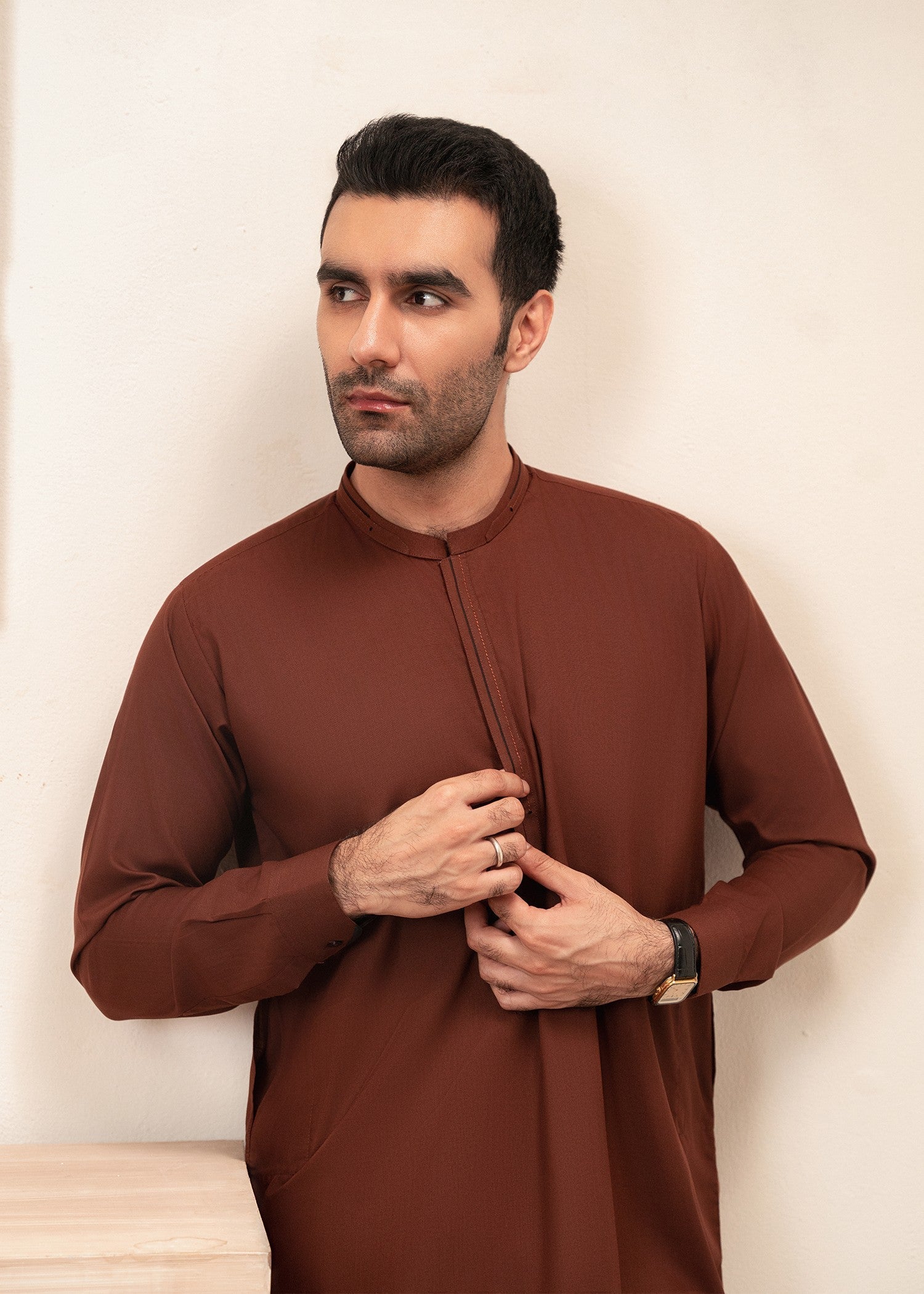 wash & wear Shalwar Kameez in Brown