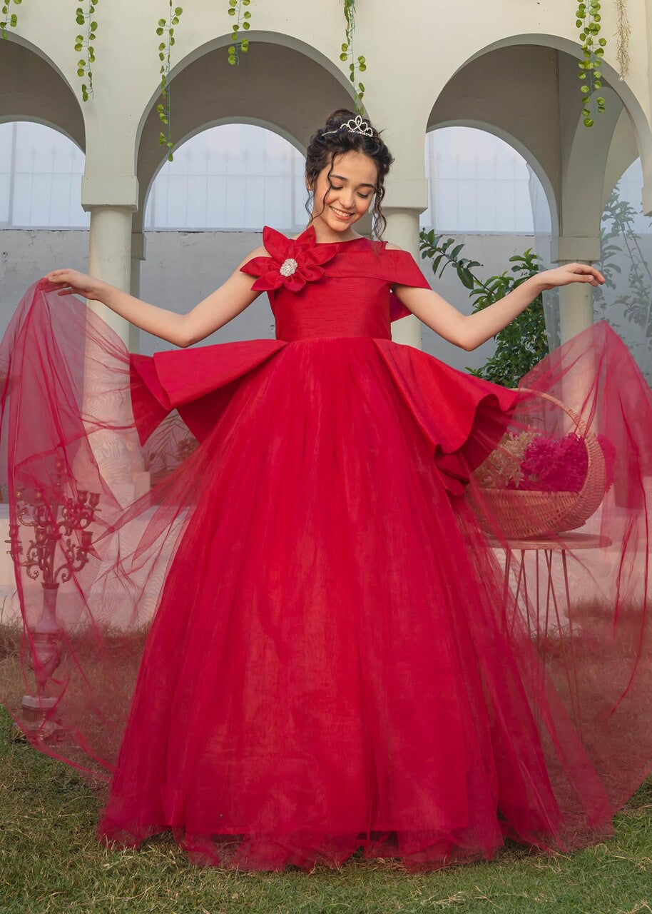 net Frock in Hot pink