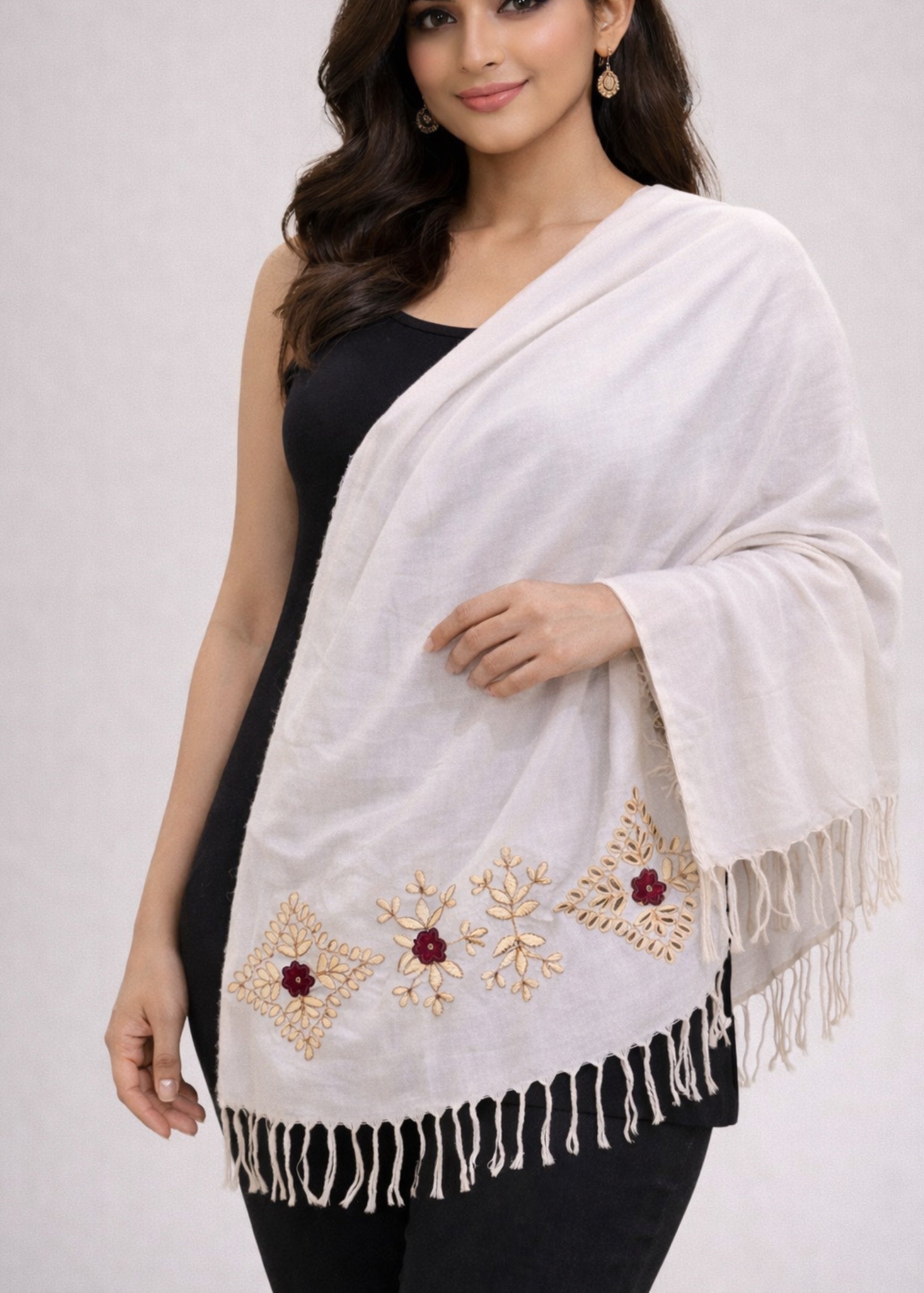 Scarf in White Color by - Trendy Women Scarf ZRD0392