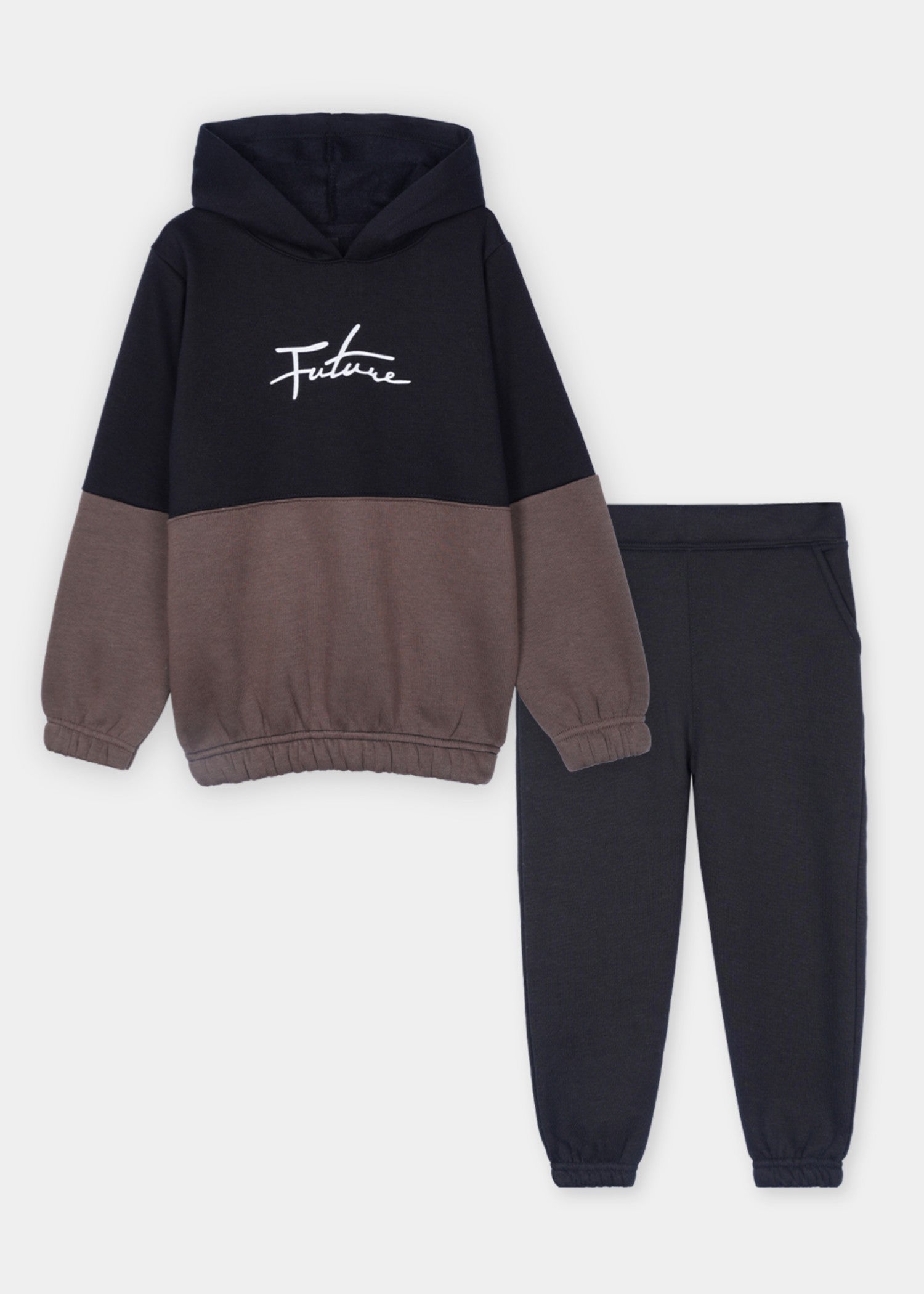 fleece Tracksuit in Black, brown