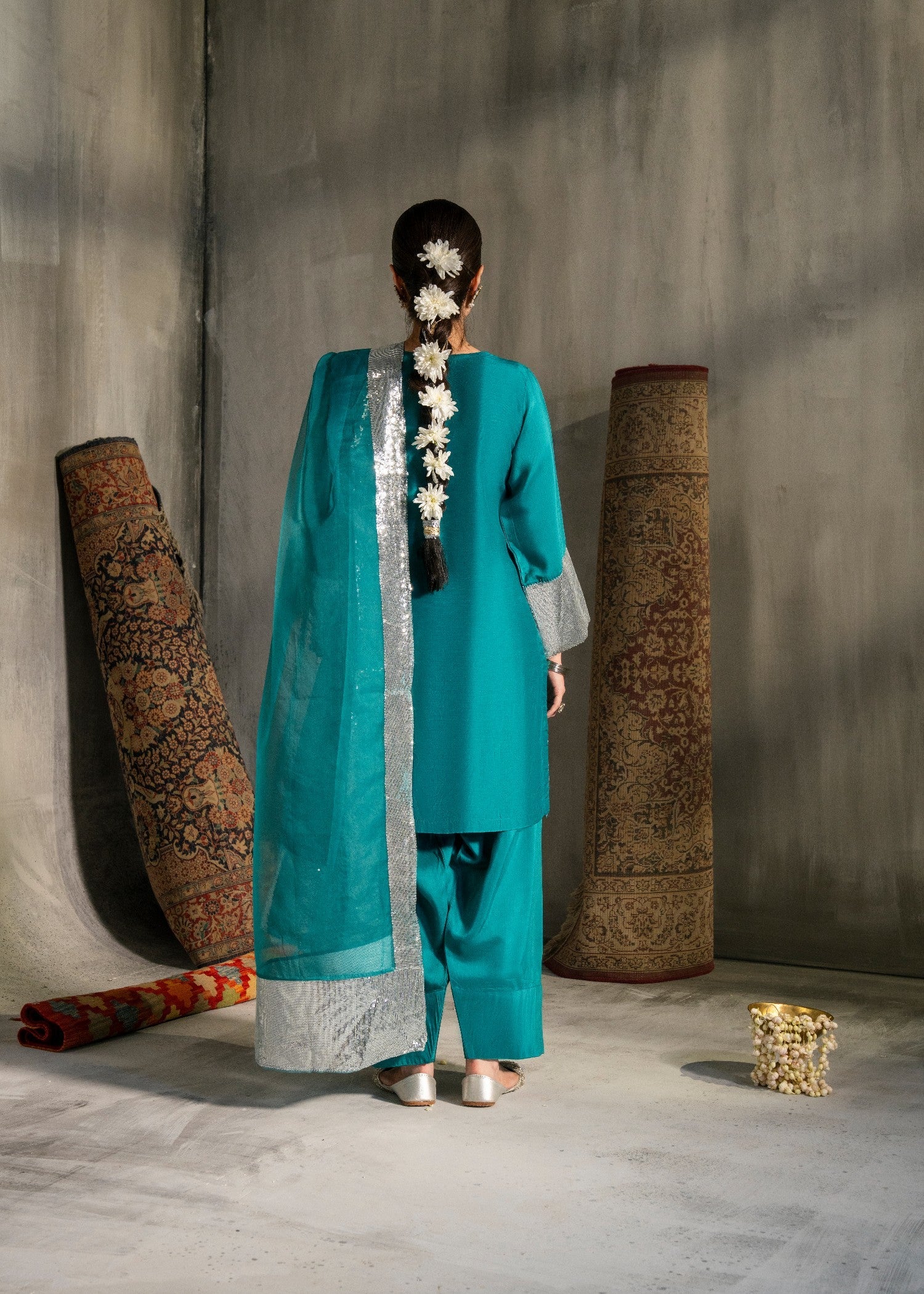 viscose Kurta Set in Dark cyan
