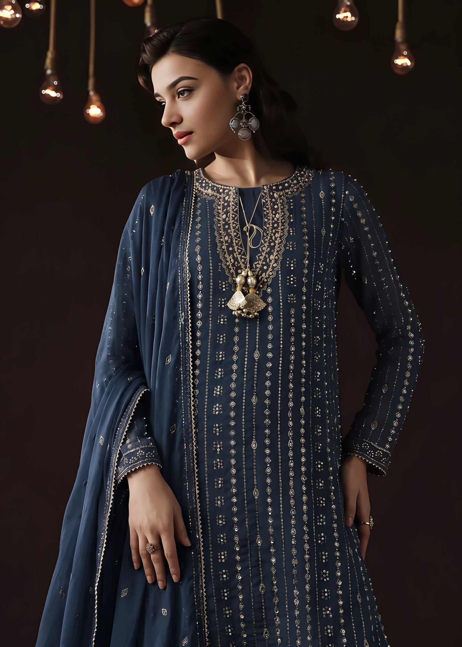 chiffon Sharara in Cobalt blue