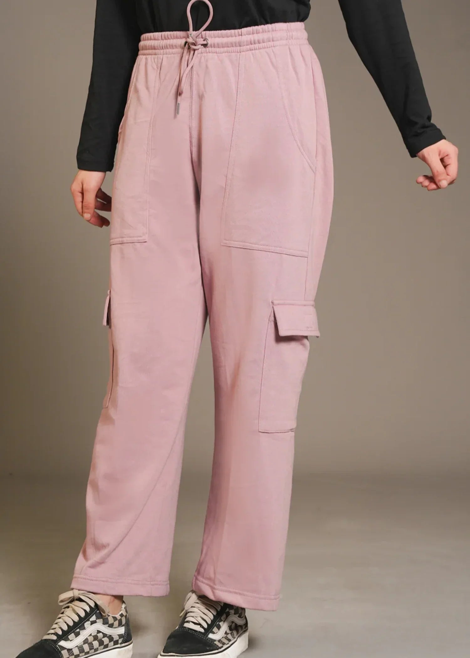 french terry Trousers in Mauve pink