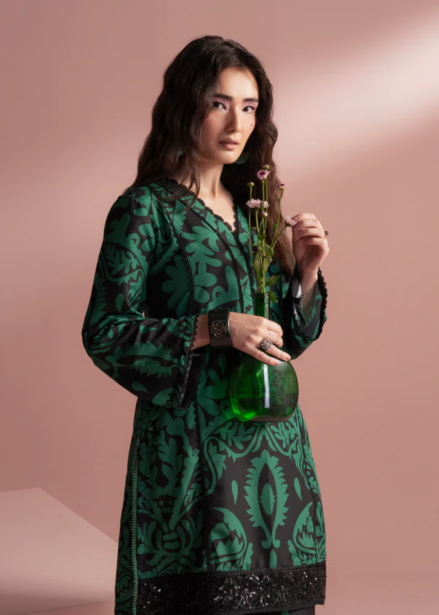 lawn Co Ord Sets in Black, emerald green
