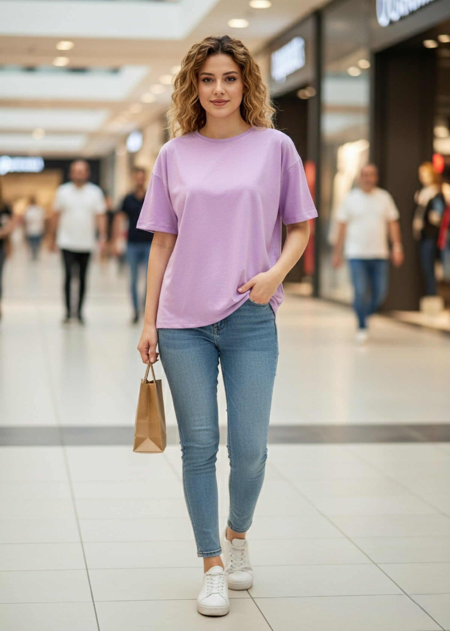 polycotton T Shirt in Lilac by -