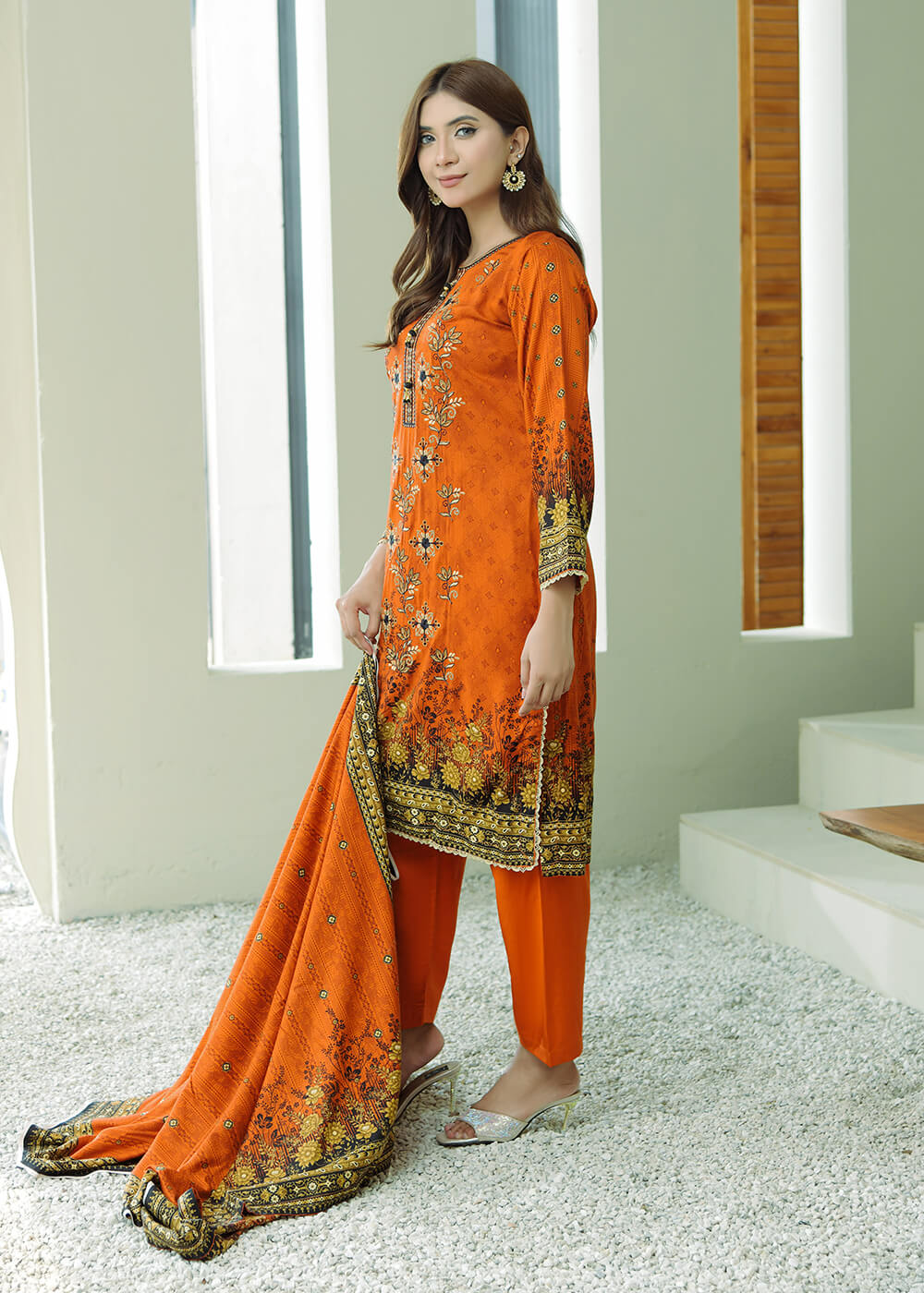 linen Unstitched in Orange