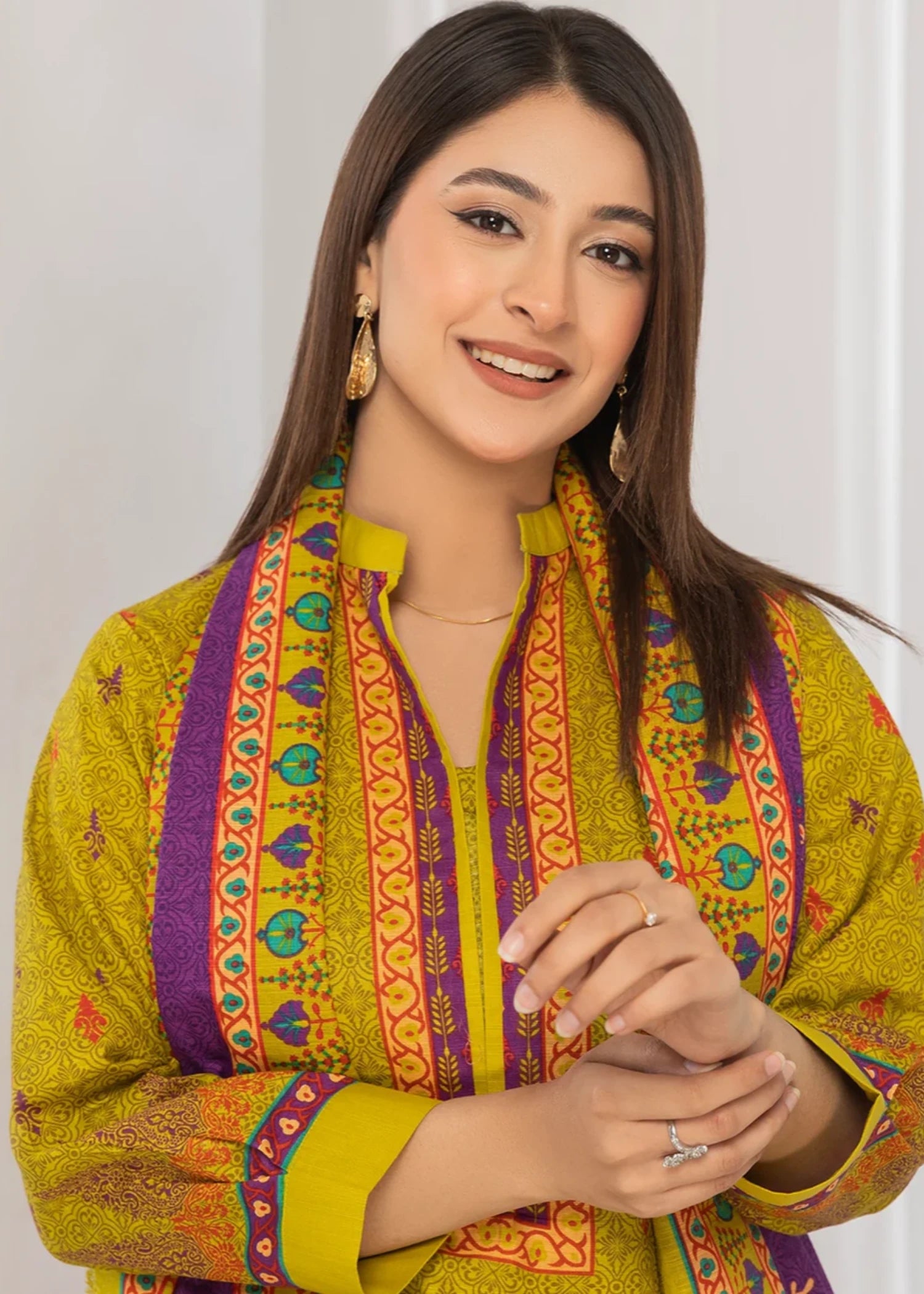 khaddar Unstitched in Goldenrod