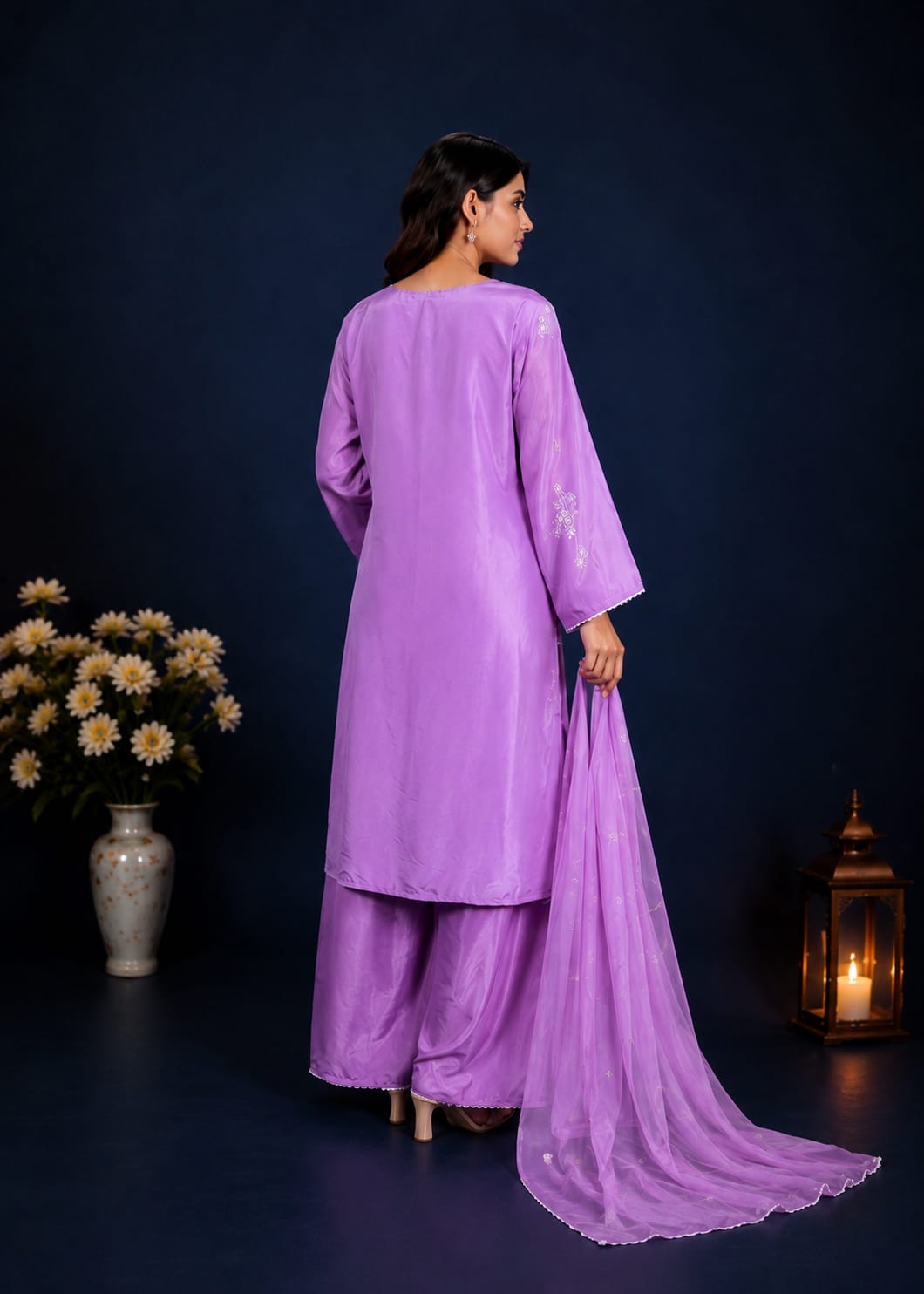 raw silk Kurta Set in Purple