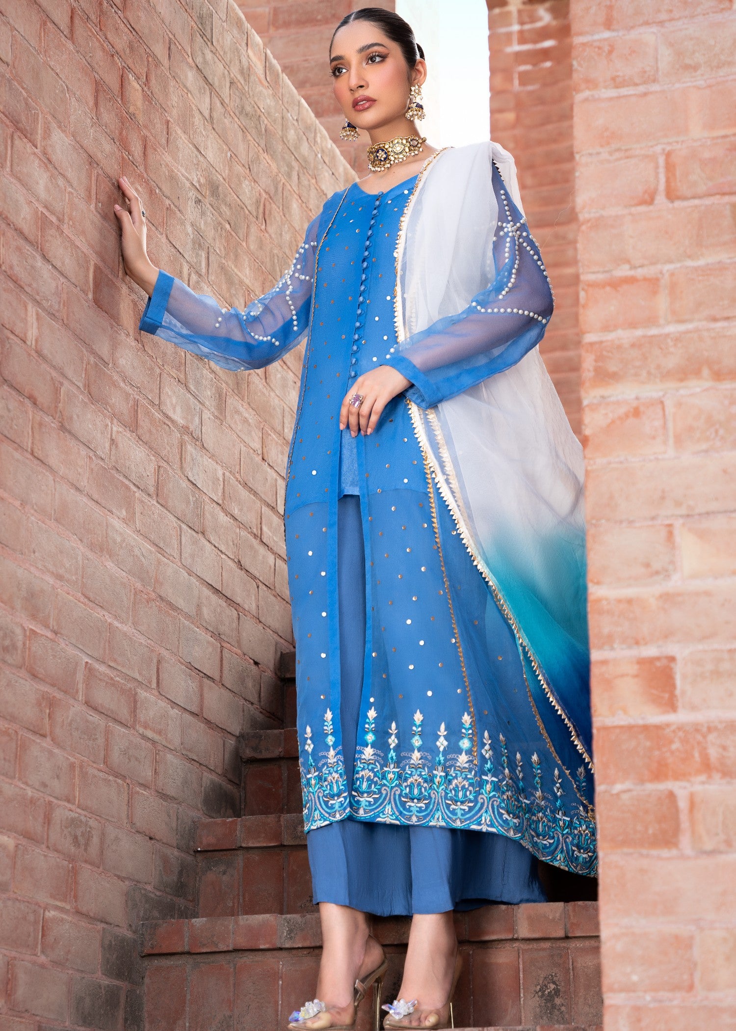 organza Gown in Blue