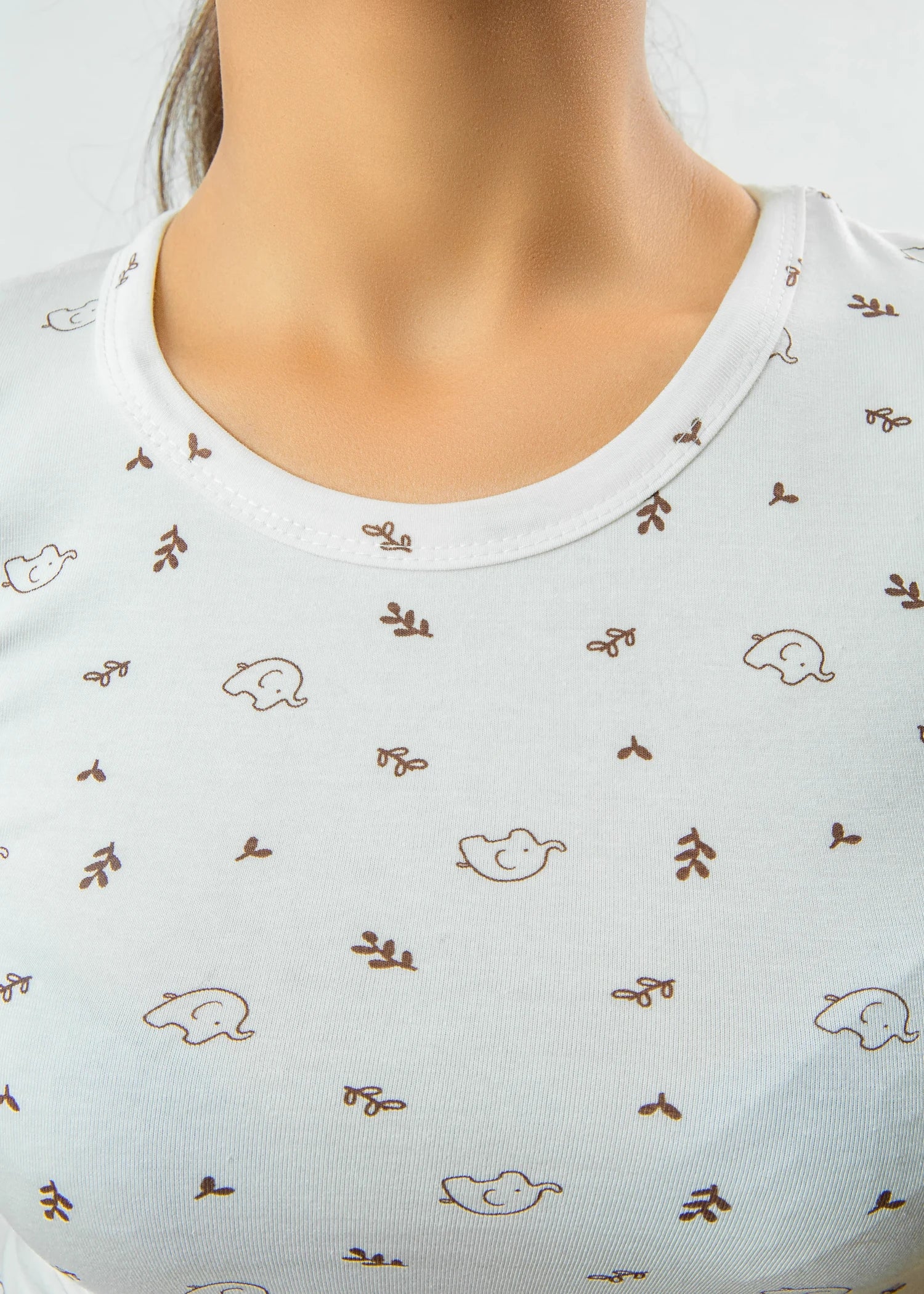 cotton jersey Top in Cream