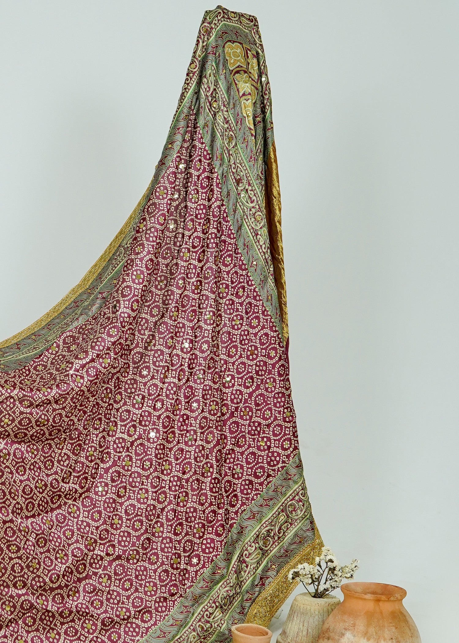 Dupatta in Burgundy Color by - Trendy Women Dupatta XTZ6546