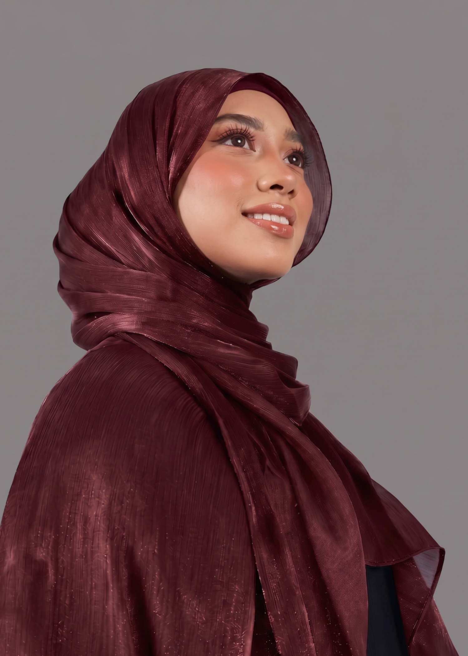 lurex organza Hijab in Maroon