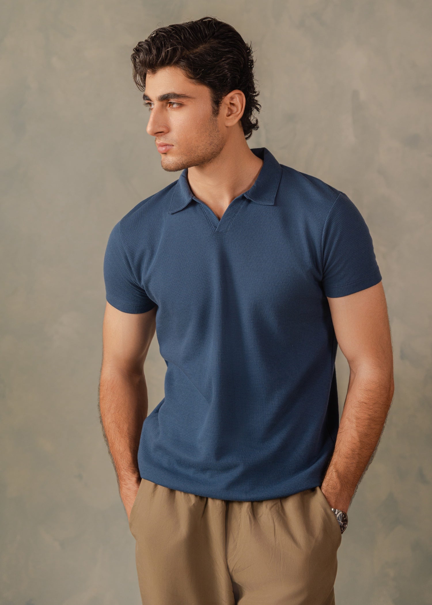 cotton Polo Shirt in Yale blue