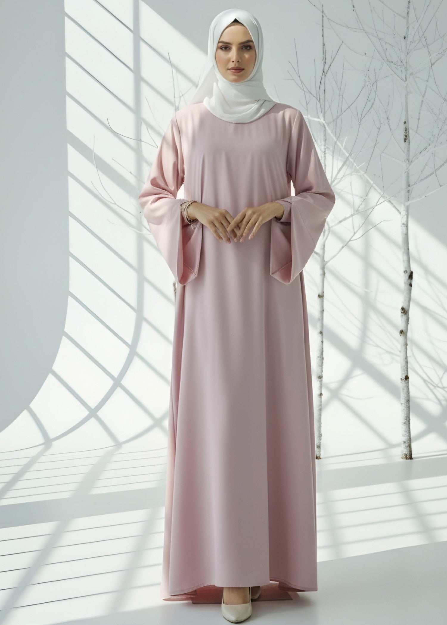 nidha blend Abaya in Blush pink