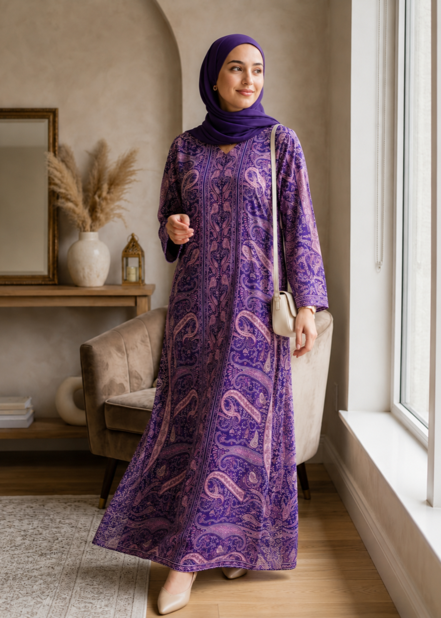 georgette silk Abaya in Purple
