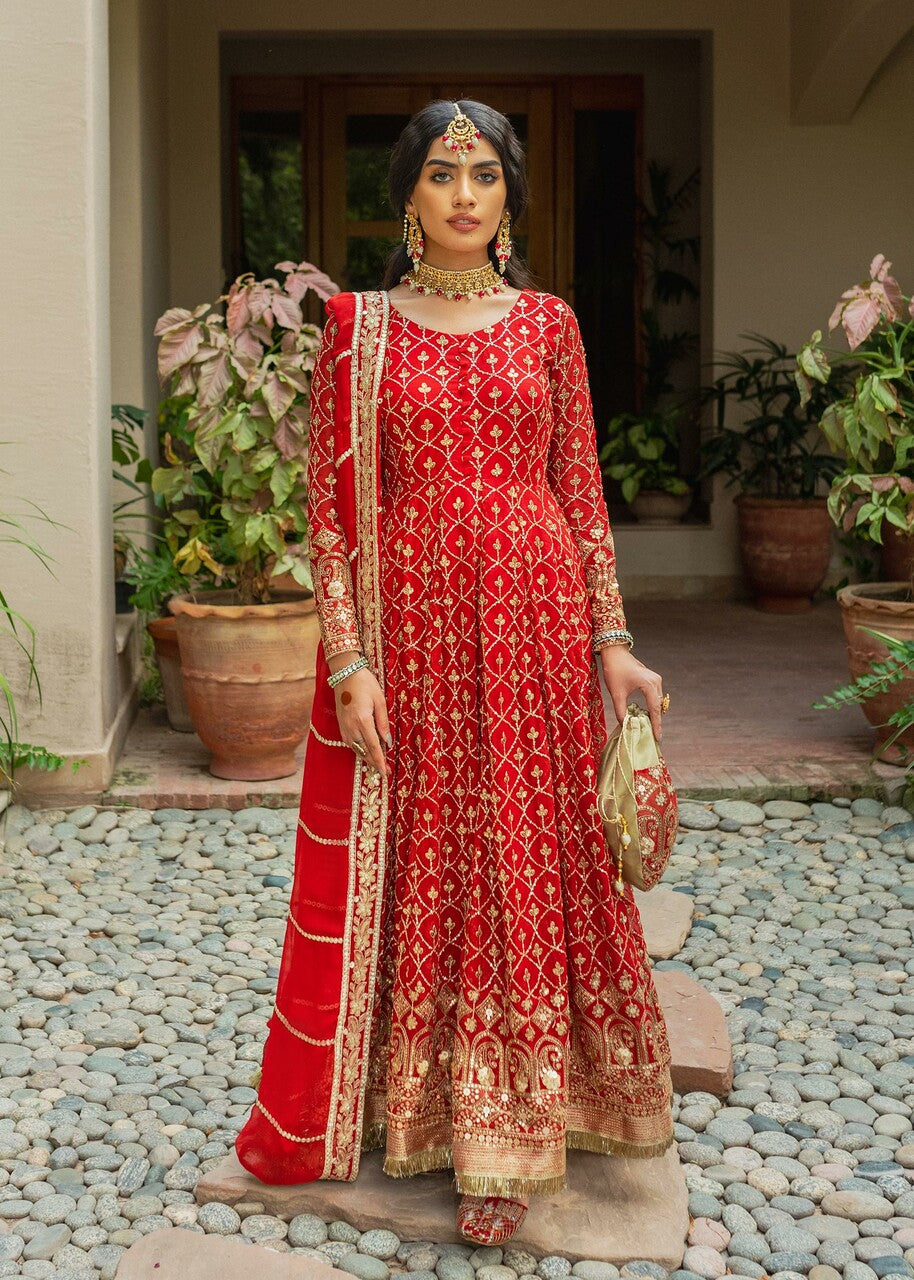 chiffon Pishwas in Red