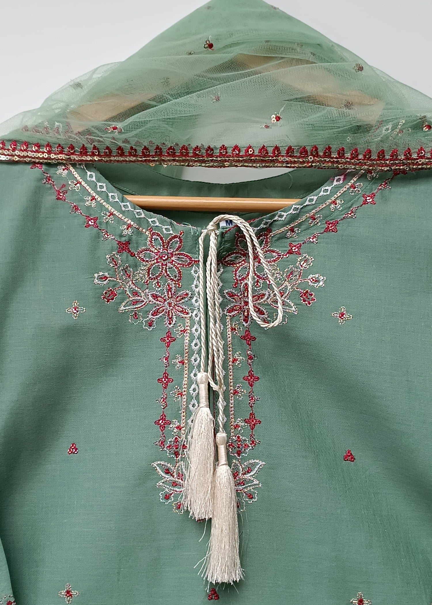cotton Kurta Set in Pastel green