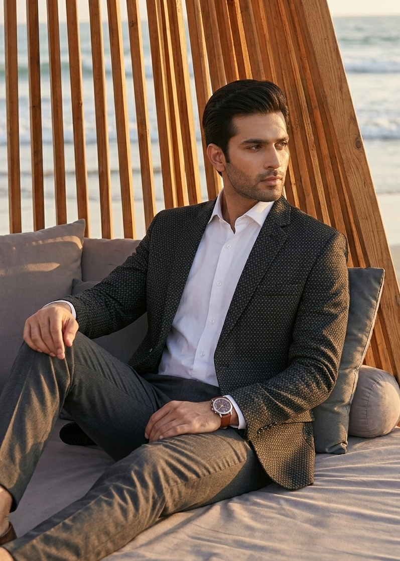 pure wool Blazer in Charcoal black
