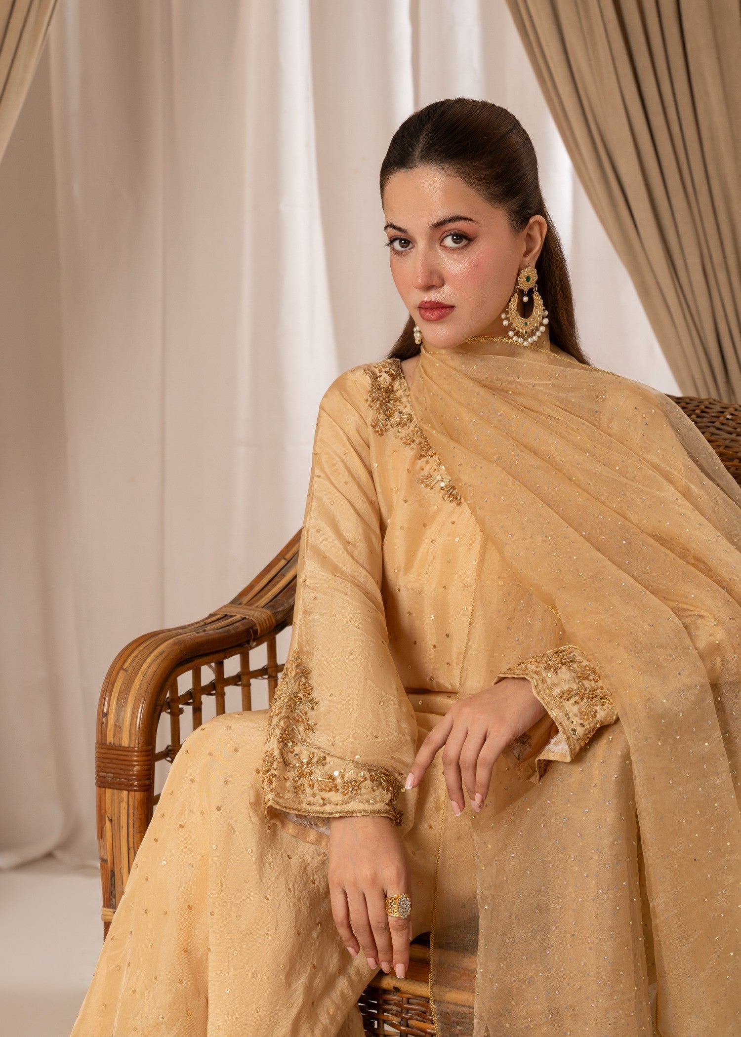 tussar silk Kurta Set in Gold