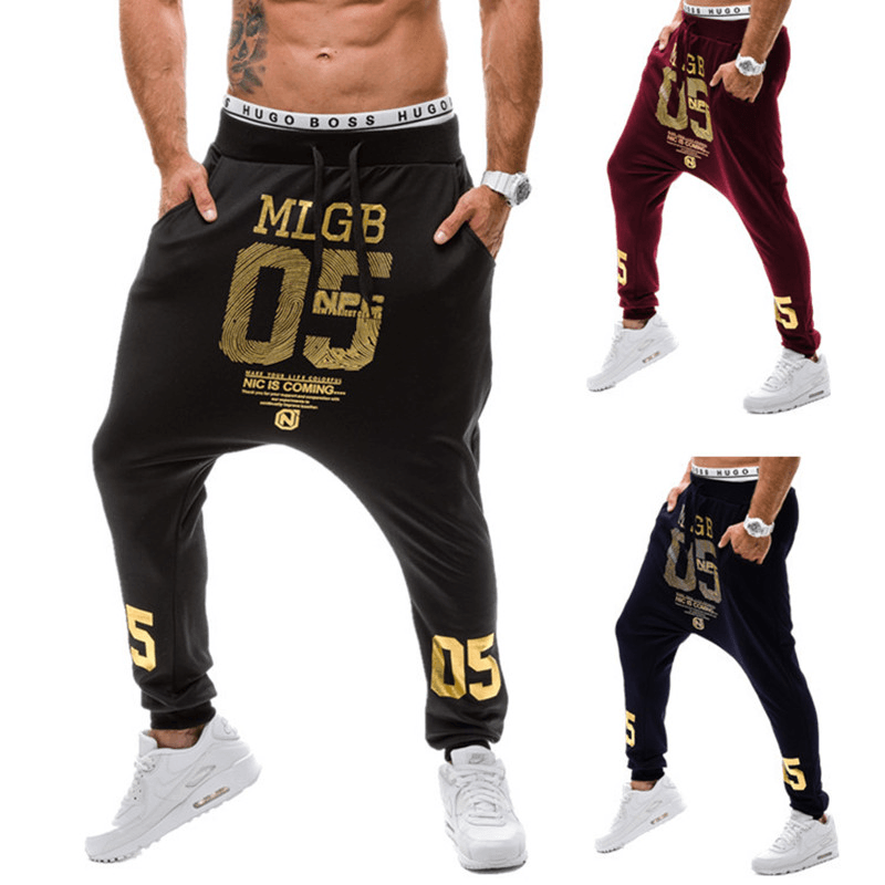 Men'S Harem Pants Alphabet Print Low-Grade Baggy Pants