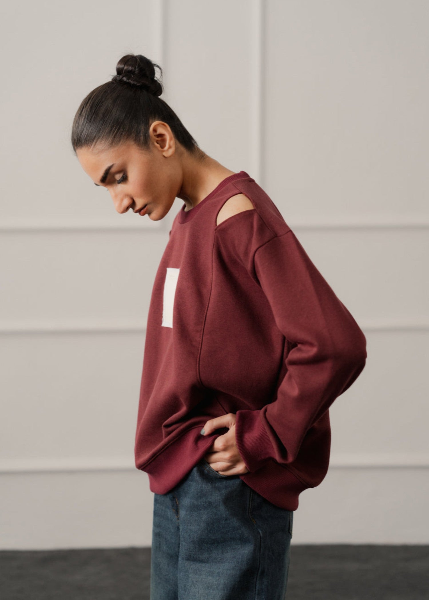 polycotton Sweatshirt in Burgundy