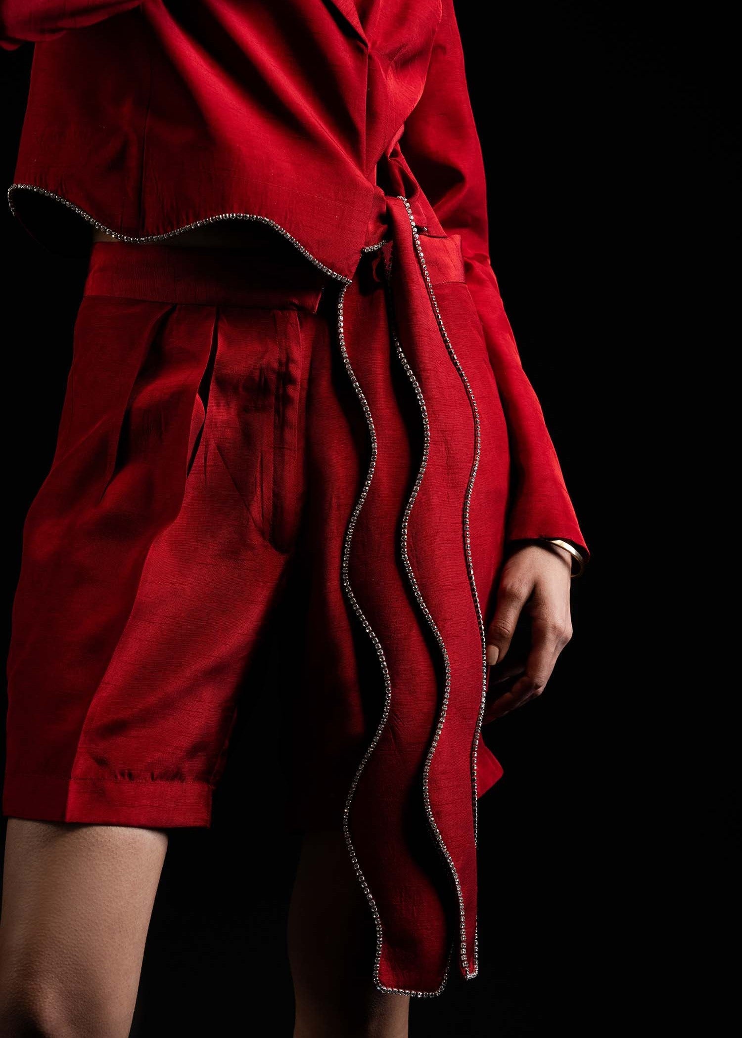 raw silk Co Ord Sets in Red