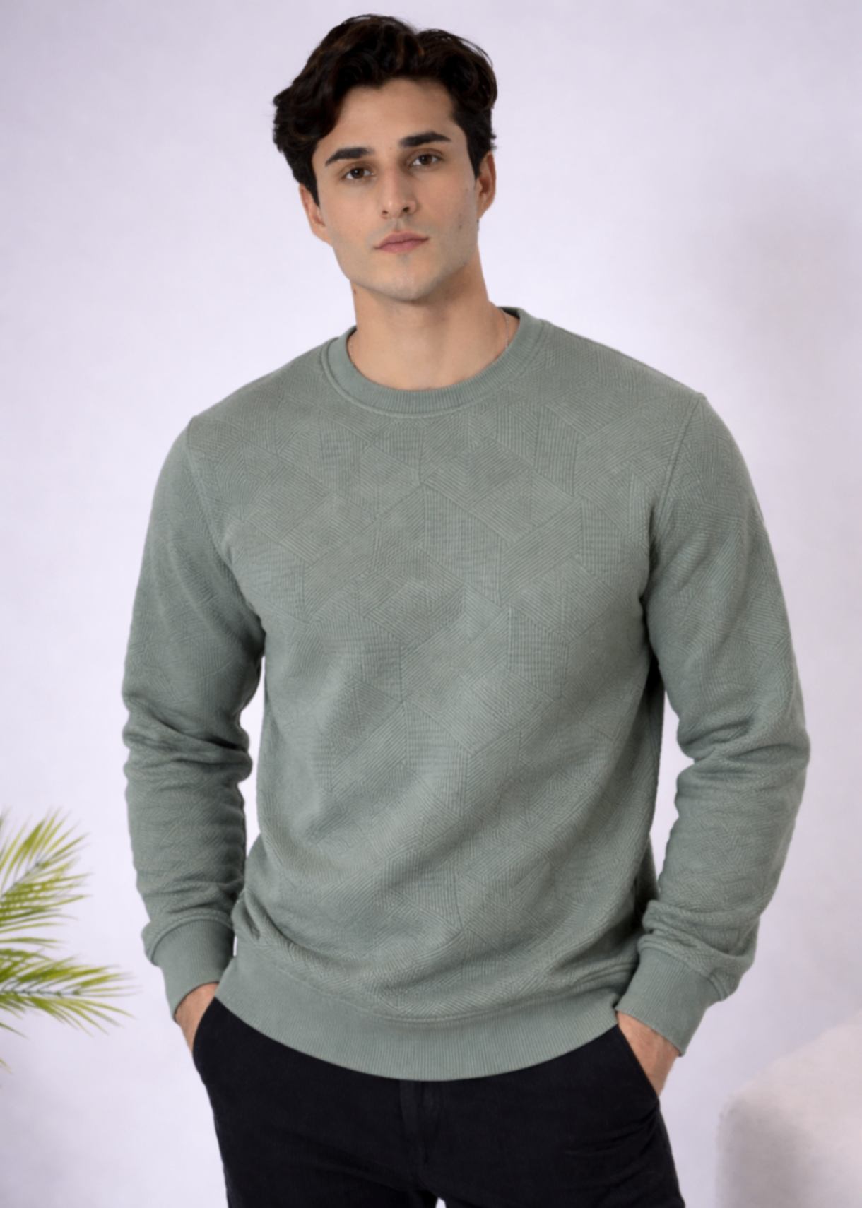 fleece jersey knit Sweatshirt in Sage green