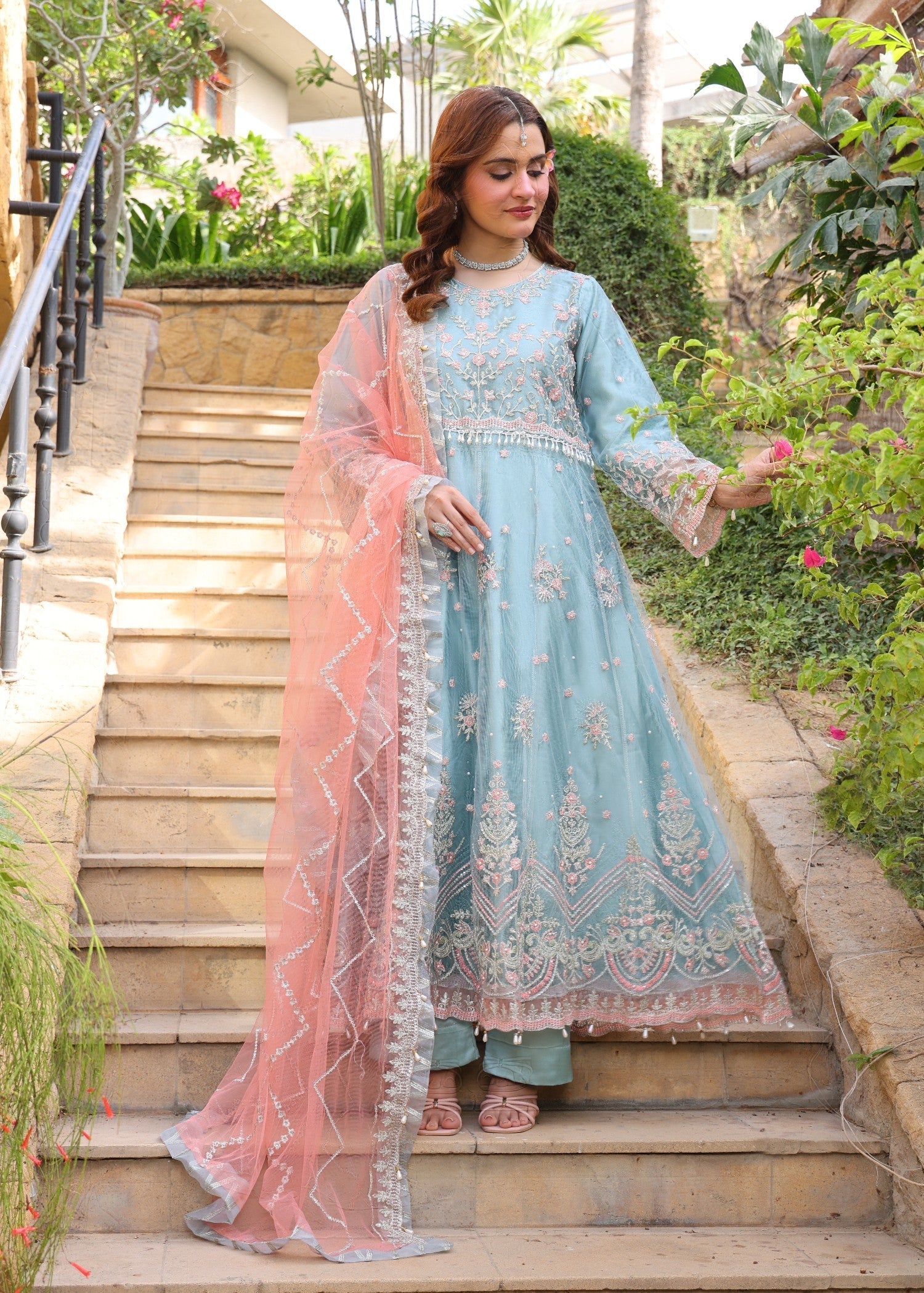 net Pishwas in Sky blue